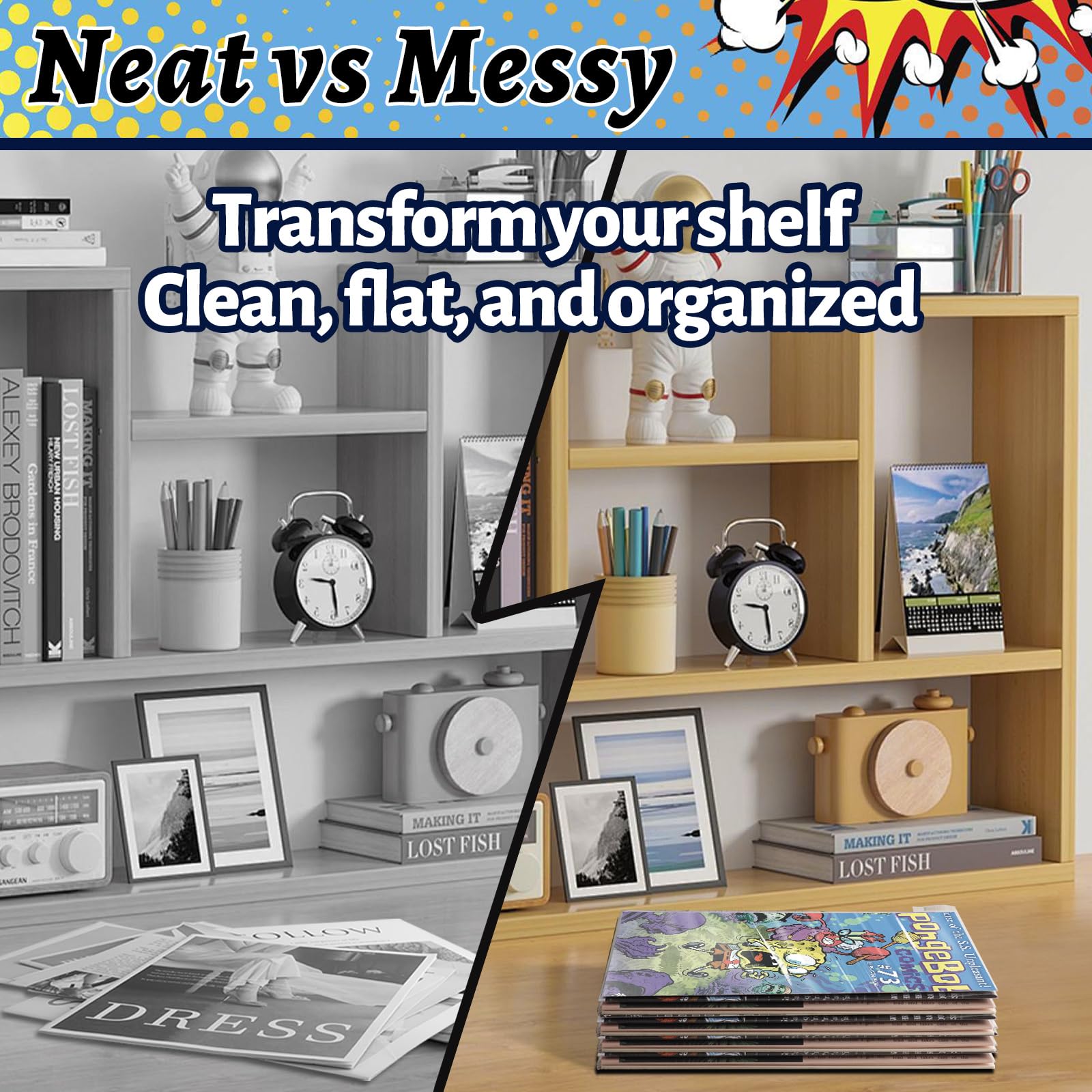 LOTMER 20 Sets Current Comic Book Bags and Boards 20ct Thickened 27PT Comic Book Backing Boards 20ct Acid-Free Clear Protector Comic Book Sleeves for Collectors, Regular Comics Magazine Storage