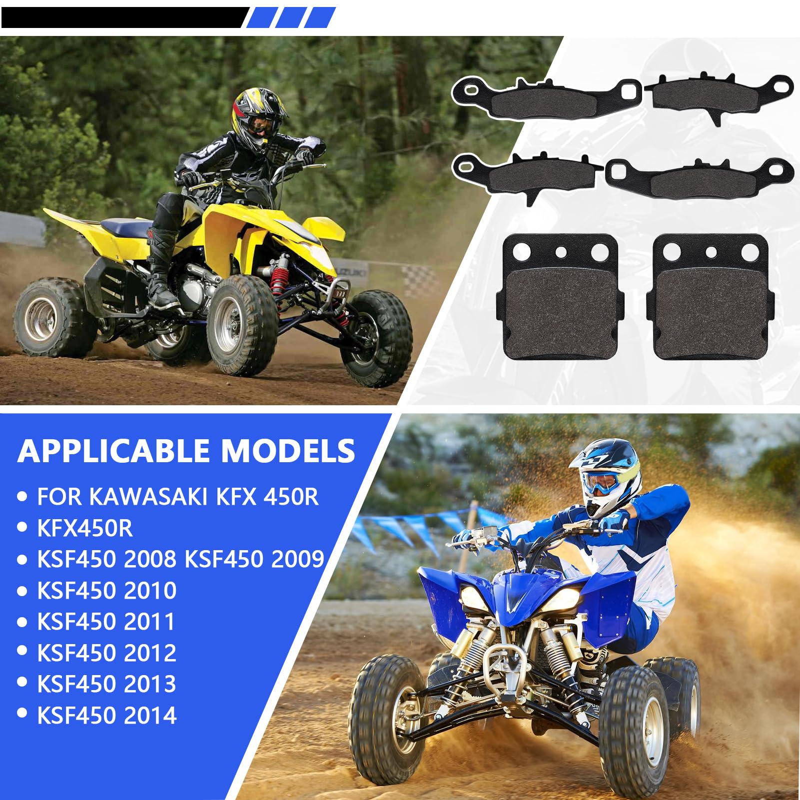 Cyleto Plaquettes De Frein Avant Et Arrière Pour Kawasaki BTV 450R Kfx450r Ksf450 2008 2009 2010 2011 2012 2013 2014