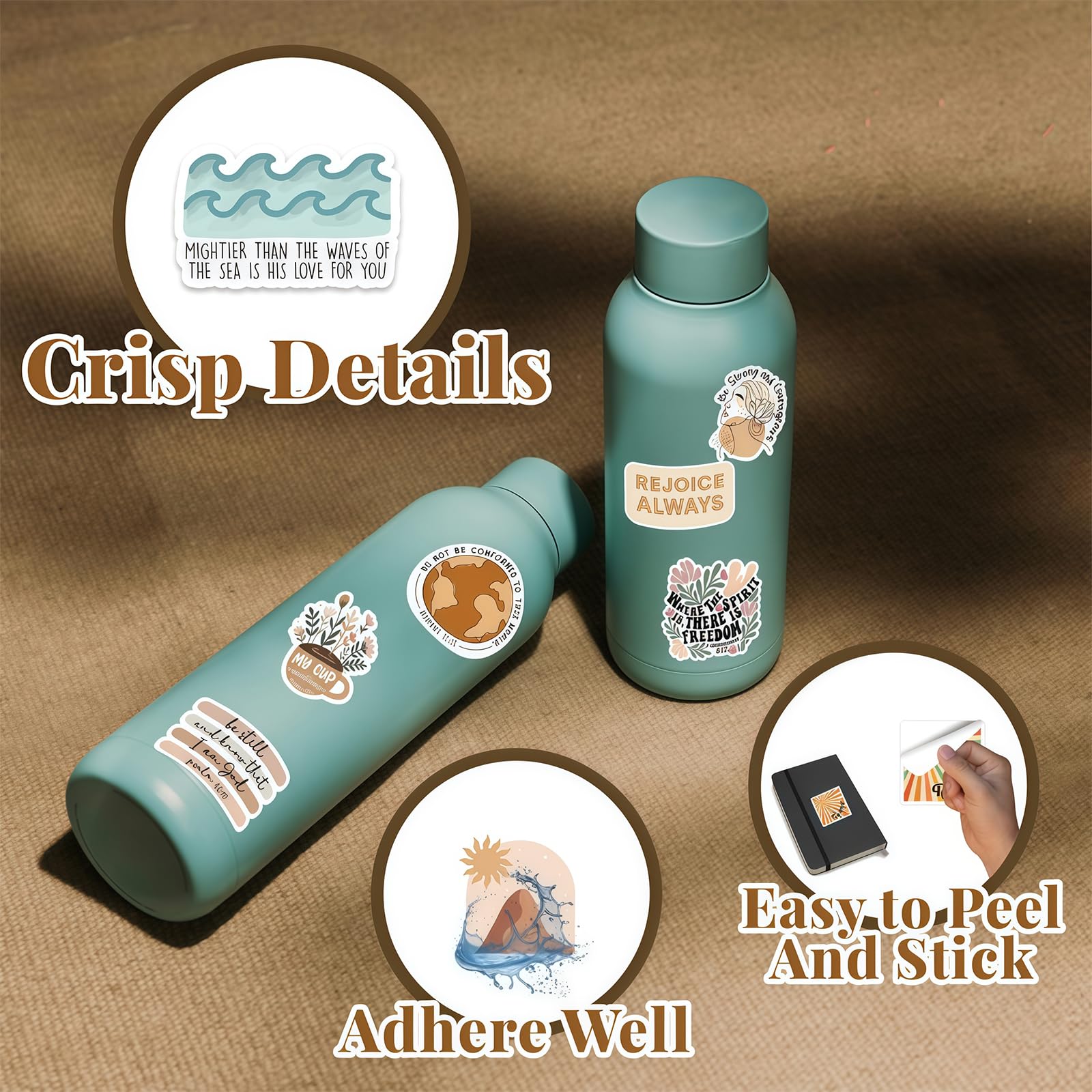 160Pcs Boho Christian Stickers, Cute Stickers & Waterproof Vinyl Decals for Kids Teens, Women for Water Bottle Laptop - Image 4