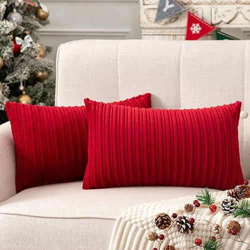 Miniatura 509 de UGASA - Juego de 2 fundas de almohada de terciopelo a rayas, funda decorativa para cojín con cremallera oculta para el hogar, sofá, dormitorio,