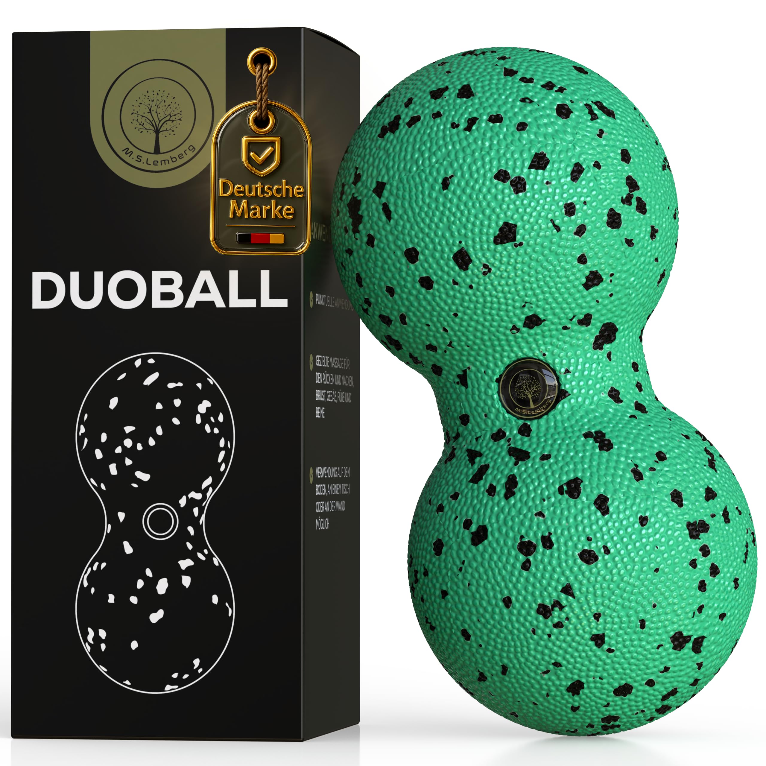 Duoball - Fascia Ball/Massage Ball for Self-Massage - Ideal Massage for Back, Neck, Shoulder, Spine & Legs - Twin Peanut Duo Ball Fascia Roller - Double Ball Small 8 cm