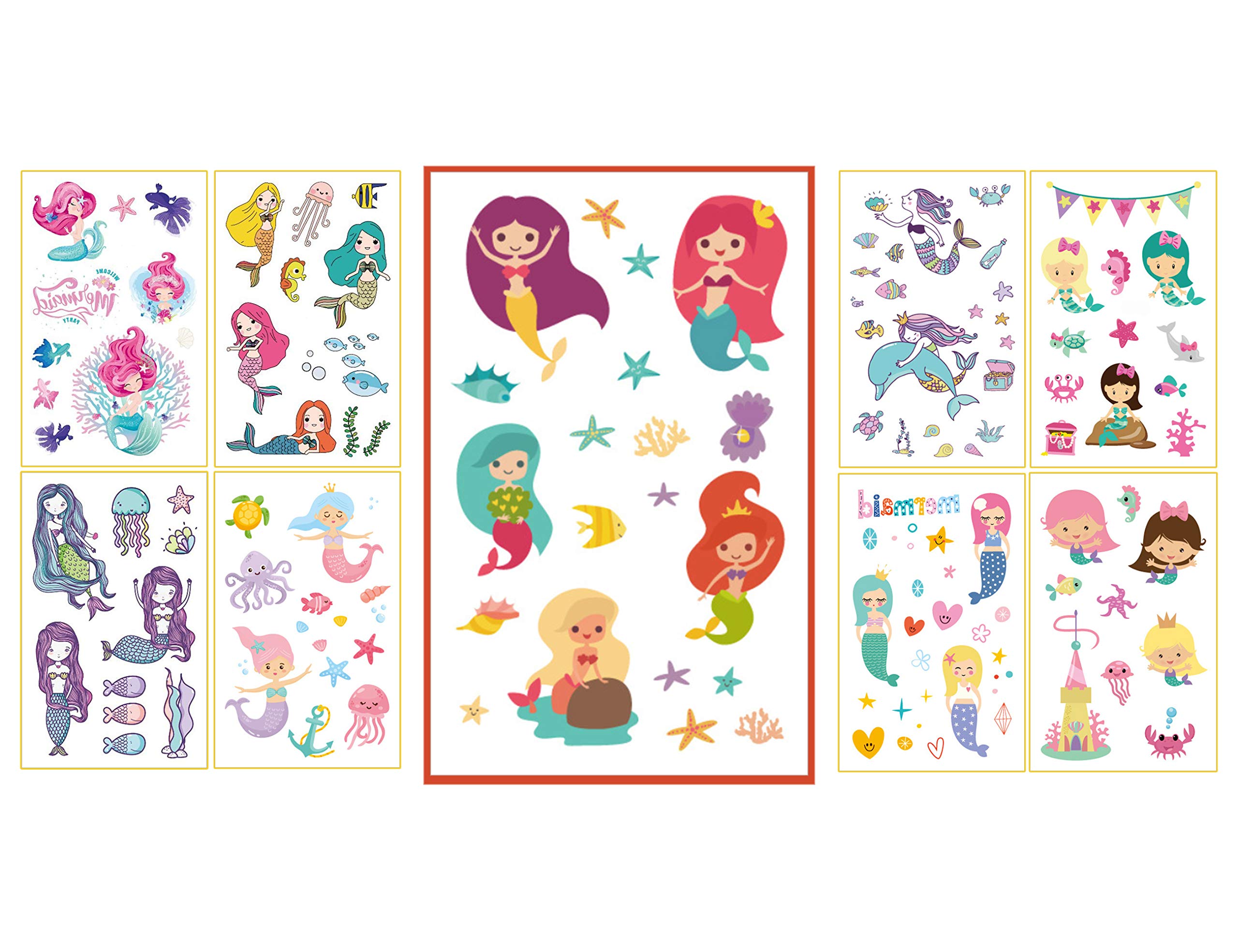 Amazon.com : Temporary Mermaid Tattoos For Kids - 20 Mermaid Tattoo Sheets  for Birthday Party - 326 Unique Design Removable Kid Tatoos for Girls &  Boys Party Favors - Safe, Non-Toxic Mermaid