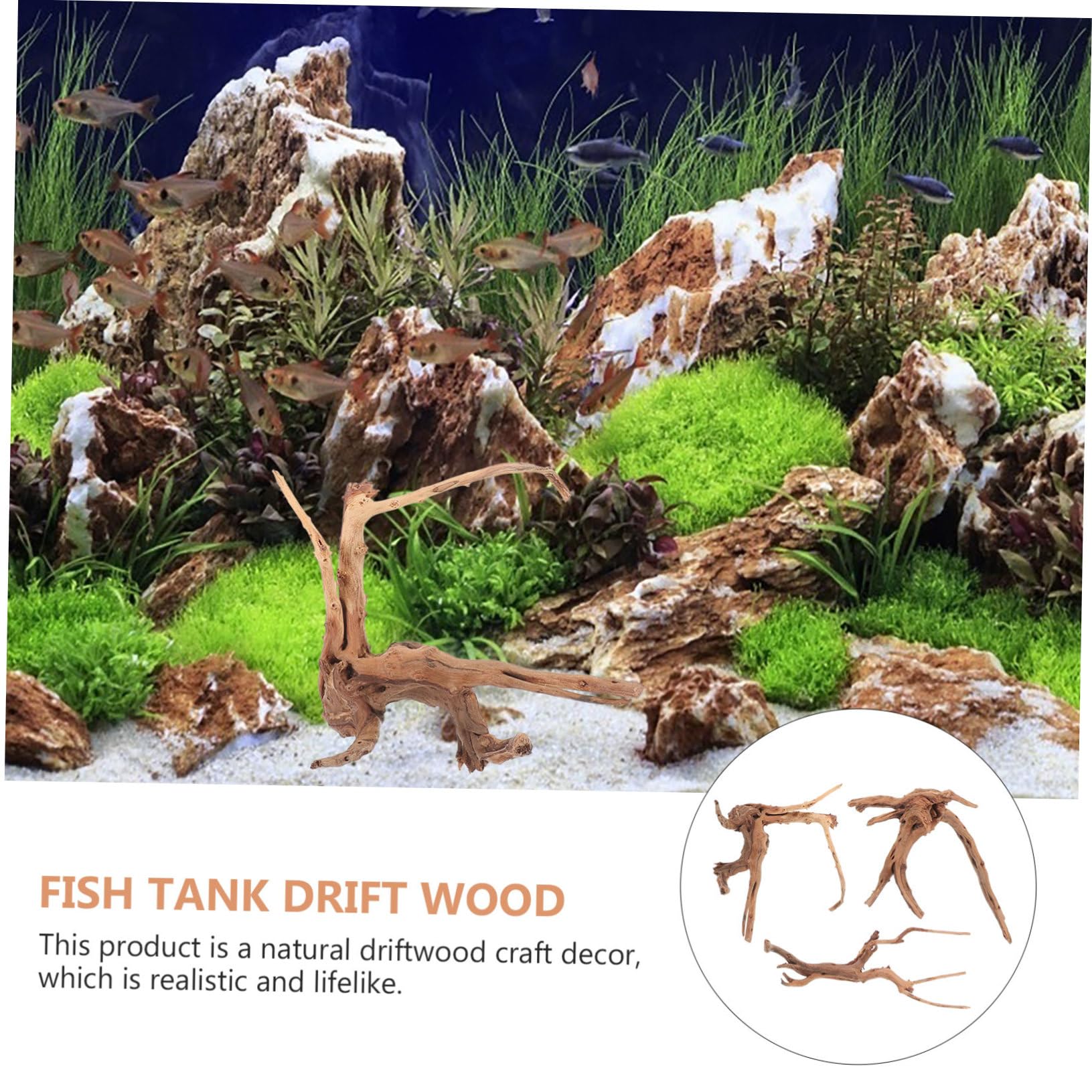 3piezas Decoraciones Naturales para Acuario Driftwood para Peceras y Terrarios Ornamentos para Reptiles Aleatorios