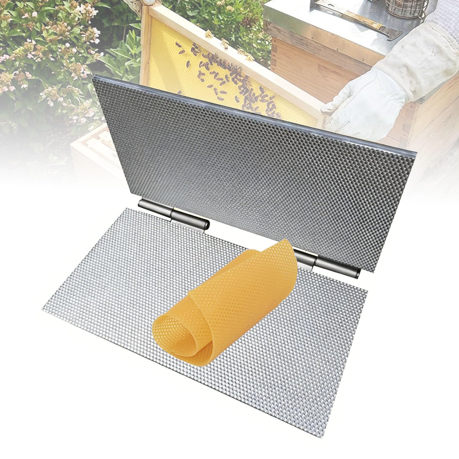 Prägewerkzeug für Wachsplatten, Bienenwachs-Maschine für Imker, Presse aus Aluminiumlegierung, Erzeugt Standard-Wabenmuster, Kompatibel mit den Meisten Rahmen