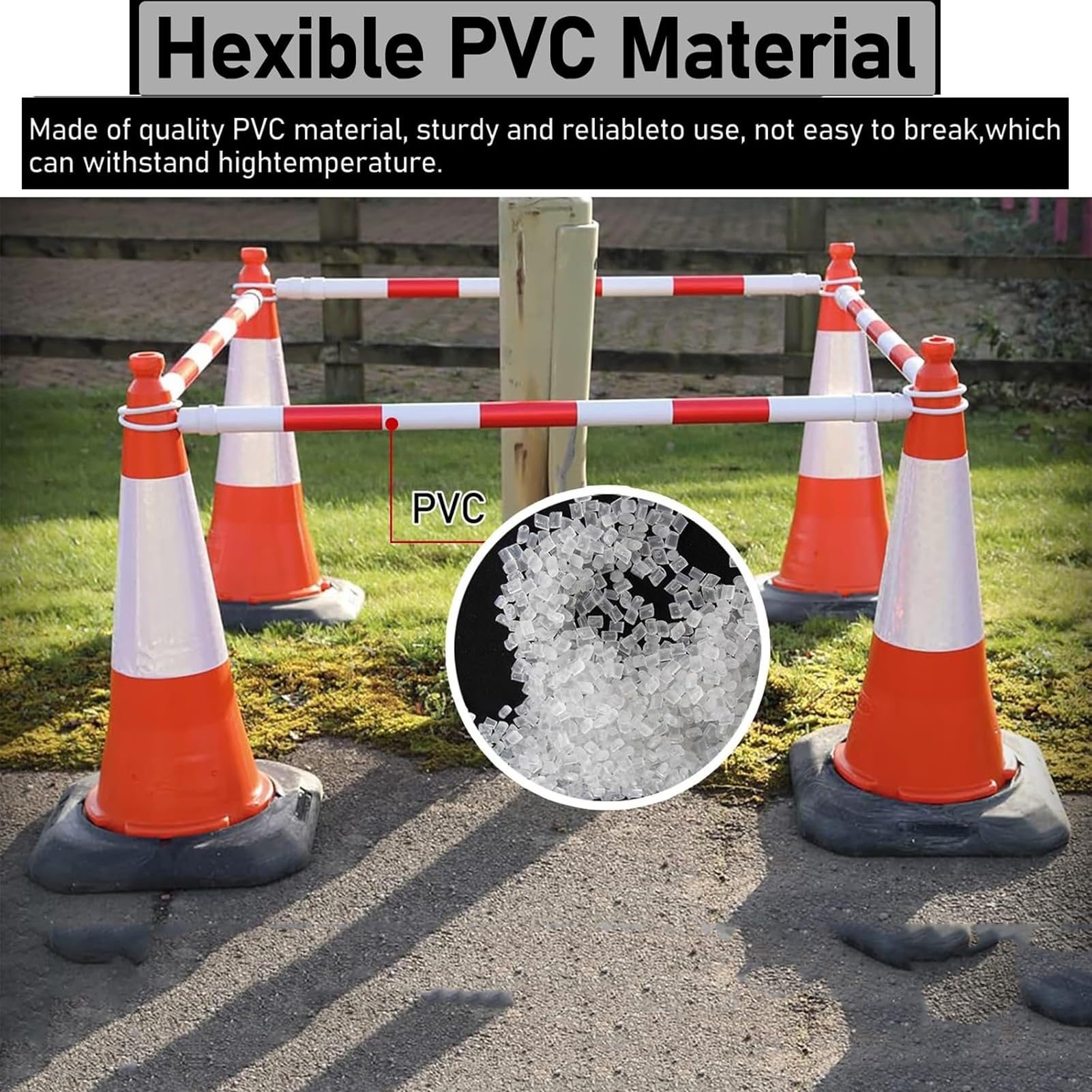 Barrera retráctil de Conos de tráfico con Cinta de Seguridad de PVC, 20 Unidades Rojas de 1,25 m a 2 m para Obras Viales, Eventos y Control de multitudes - Duradera, Reflectante y fácil de u