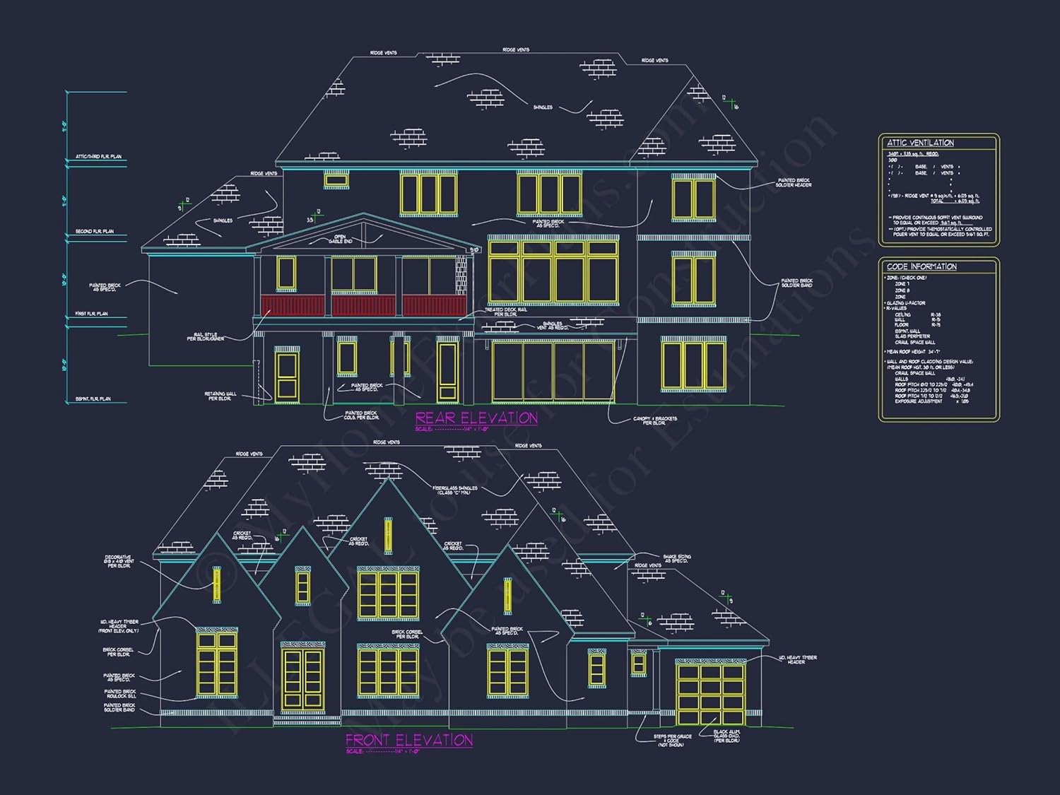 18-2143 HOUSE PLAN - Modern Tudor House Plan – 6 Beds, 3 Stories, 6,146 Sq Ft (CAD + Engineering Included)