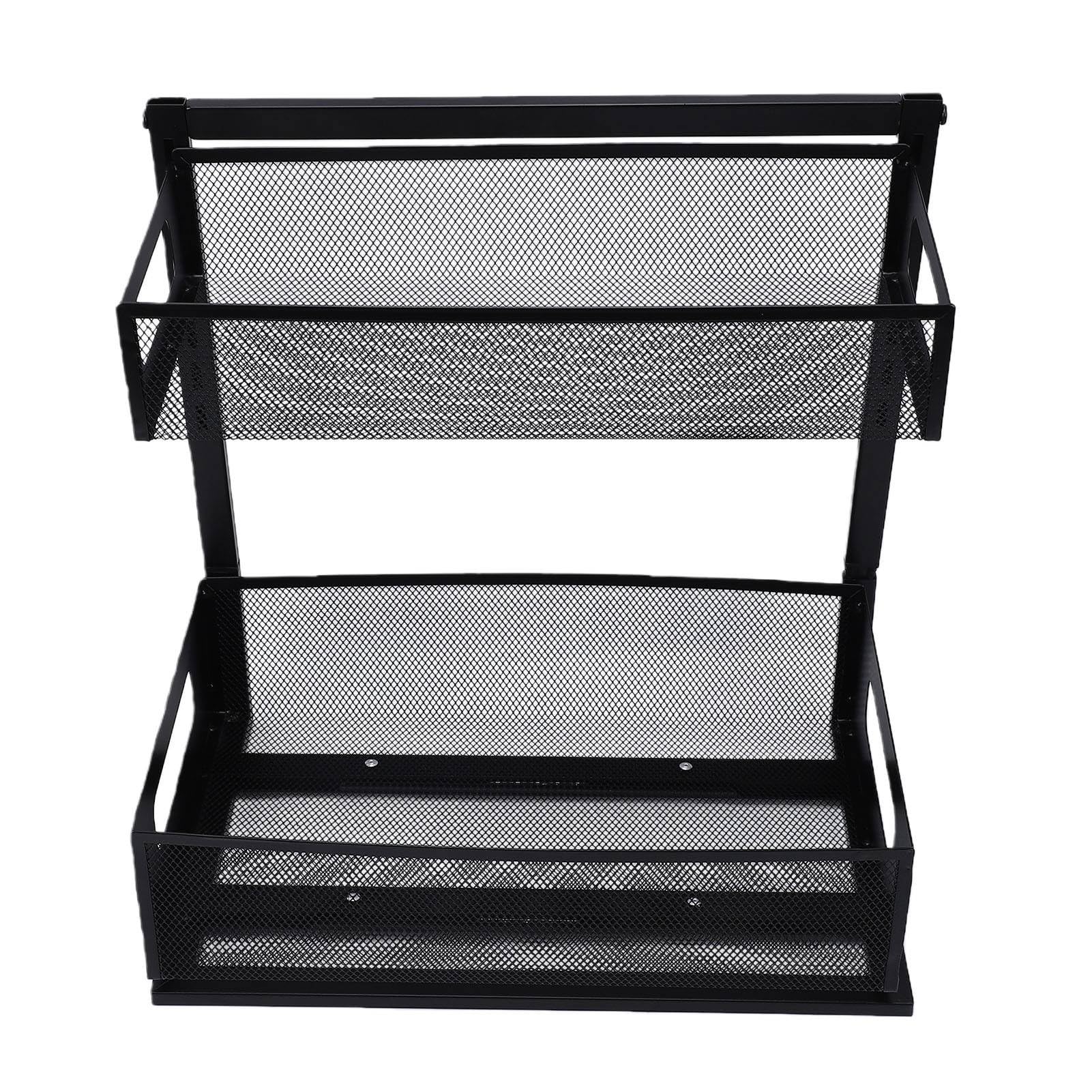 Fdit Organizer Sottolavello, Cassetto Estraibile a 2 Livelli Regolabile | Guida in Acciaio Al Carbonio, Portata 100 Lb, per Mobili o Bagno, 7 Altezze Regolabili