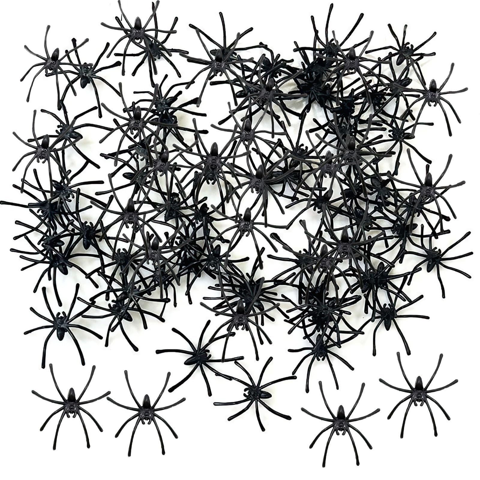 CYMYGS 100 Pieces Fake Spiders-Halloween Black Plastic Spider Small Realistic Scary Spider Toy, Party Fake Props Novelty Fun Spooky Decorations for Kids Party (100 Pcs)