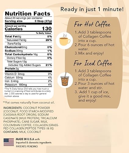 Miniatura 2 de CAcafe Café de colágeno, café colombiano con infusión de coco con colágeno antienvejecimiento, mezcla de bebida cremosa, hacer helado o caliente,