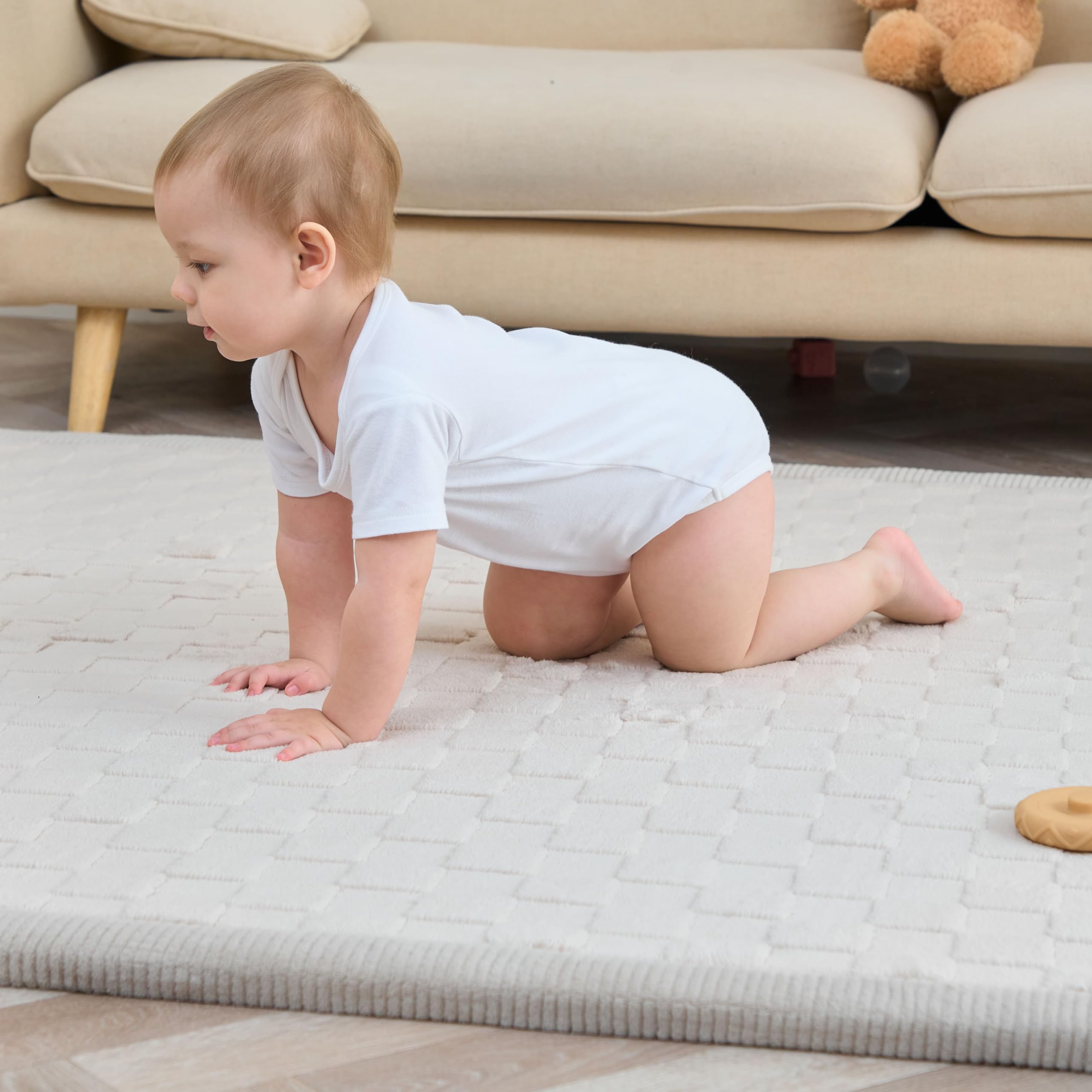 SUPERBE BEBE – Alfombra de Juego y Gateo para Bebé 150 × 200 × 2,5 cm – Gruesa y Antigolpes – Espuma Memory No Tóxica con Certificación Oeko-Tex – Alfombra para Habitación de Niños – Diseño Elegante