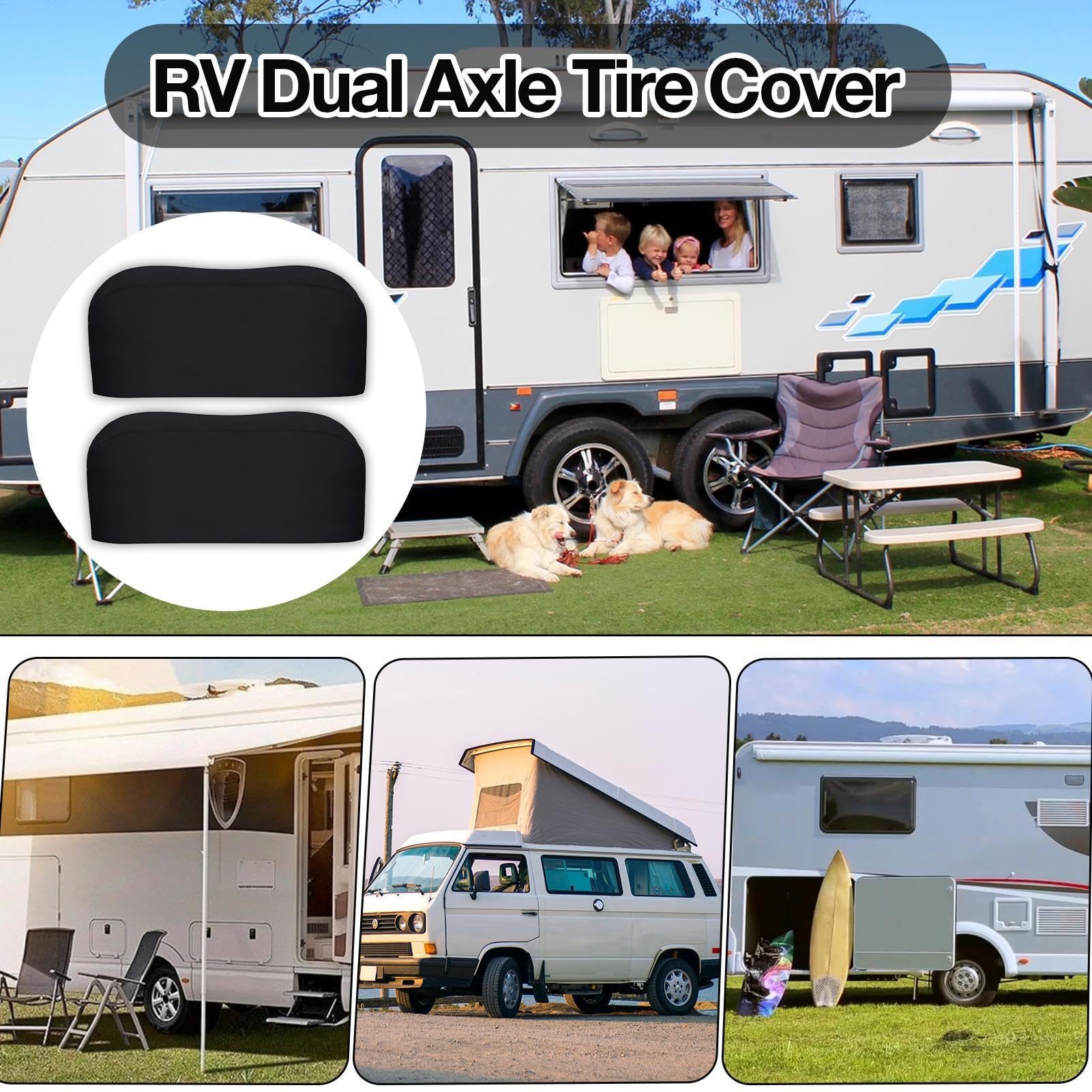 Cubierta para ruedas de autocaravana, doble eje – Protección para neumáticos de vela, paquete de 2 unidades, permeable al aire, protección contra heladas, resistente al invierno, cubierta para