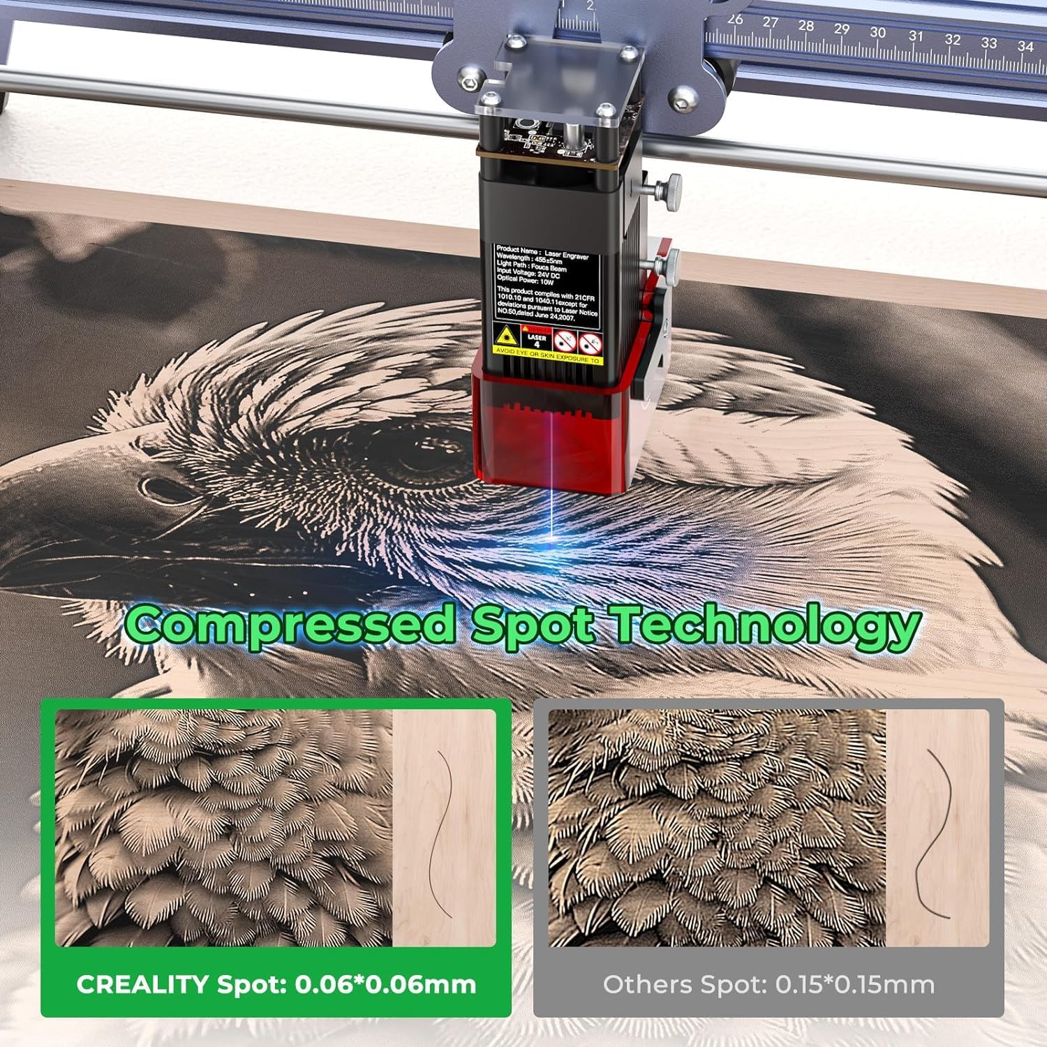 Creality Falcon 5W Laser Engraver Machine with Rotary Roller, 72w High Precision 0.06mm Laser Cutter and Engraving Machine for Wood Metal Leather Acrylic Glass, 10000mm/min, Offline Usage