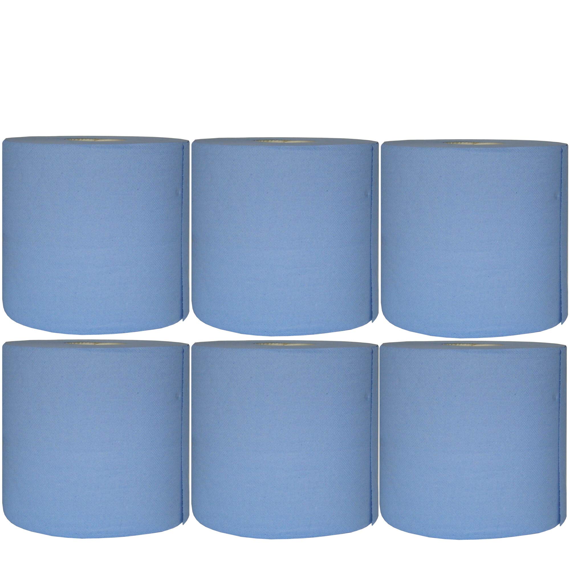 6X Putzpapierrolle 22 x 38cm ca. 110m/Rolle 2 lagig Blau R125