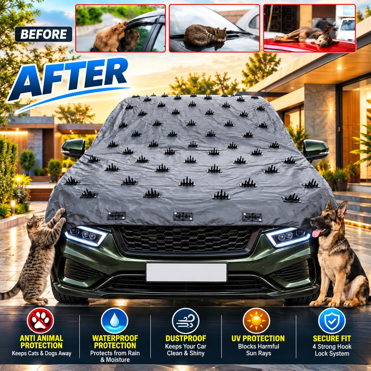 Spike Car Cover - Protect Your Car from Animals -5