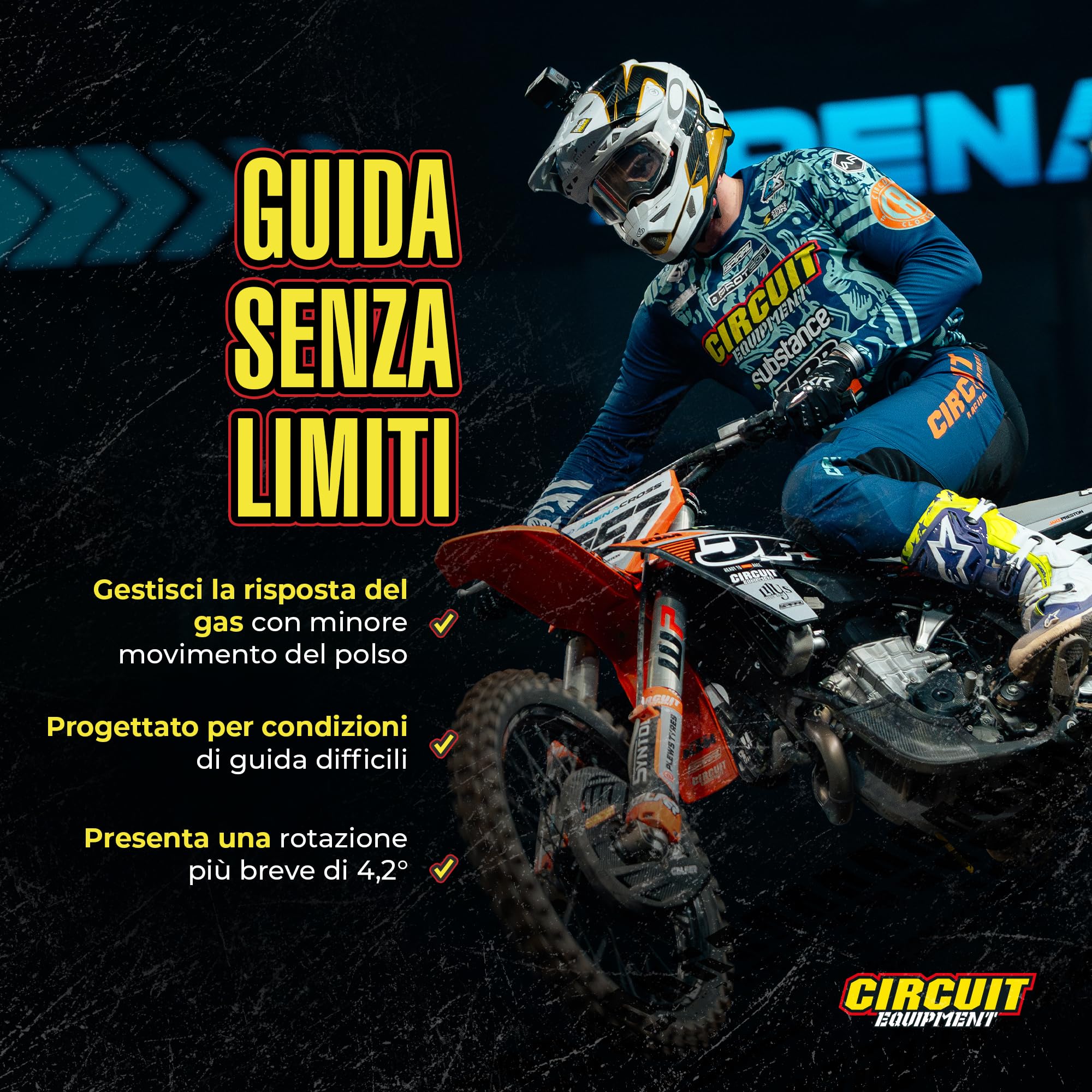 Circuit Equipment – Controllo acceleratore rapido universale 4 tempi in alluminio verniciato compatibile motocross ed enduro riduce la rotazione del polso