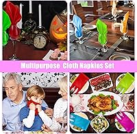 Vista 7 de Yaomiao Juego de 36 servilletas de tela multicolor de poliéster lavables a granel para bodas, fiestas, vacaciones, postres, almuerzos, cócteles