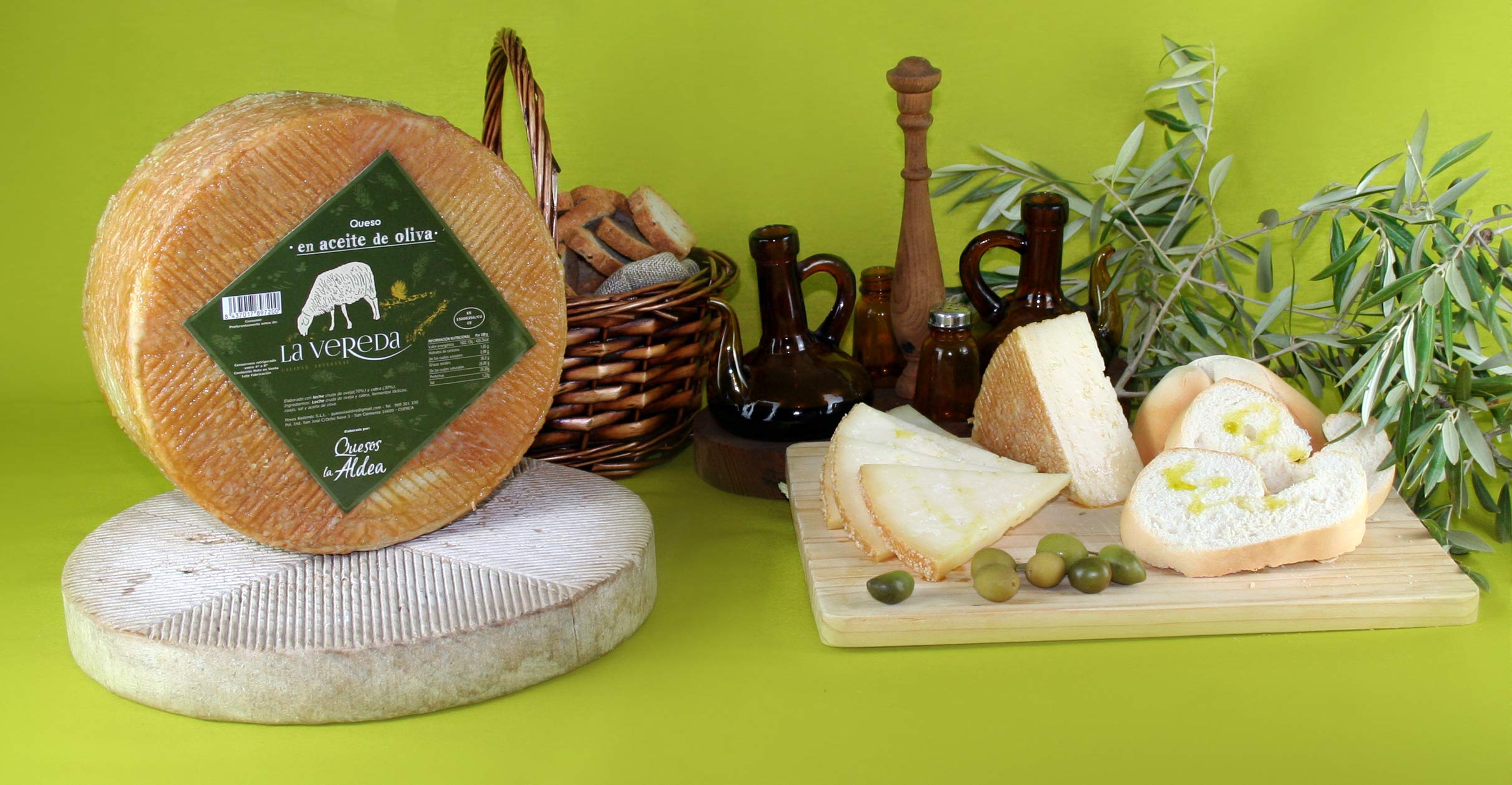 QUESOS LA ALDEA Queso Artesano de Oveja y Cabra Curado en Aceite de Oliva 3 kg | Queso Curado Gourmet, pieza de calidad artesanal para Cestas Gourmet, Packs Regalo y Hostelería