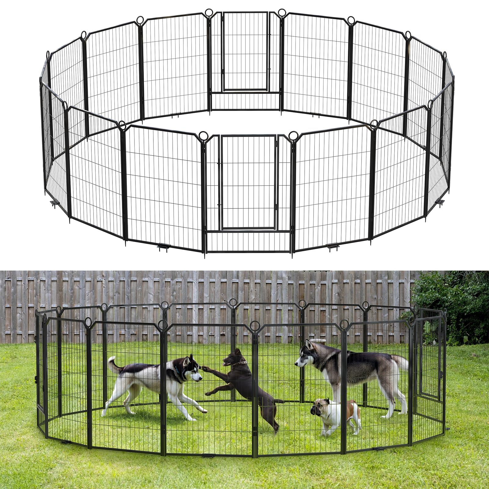 Dog Playpen Outdoor,42.8Ft(L) Dog Fence with Gate for Yard,Pet Exercise Pen for Rv Camping Garden for Large Dog with Fixed Stakes(40inch)