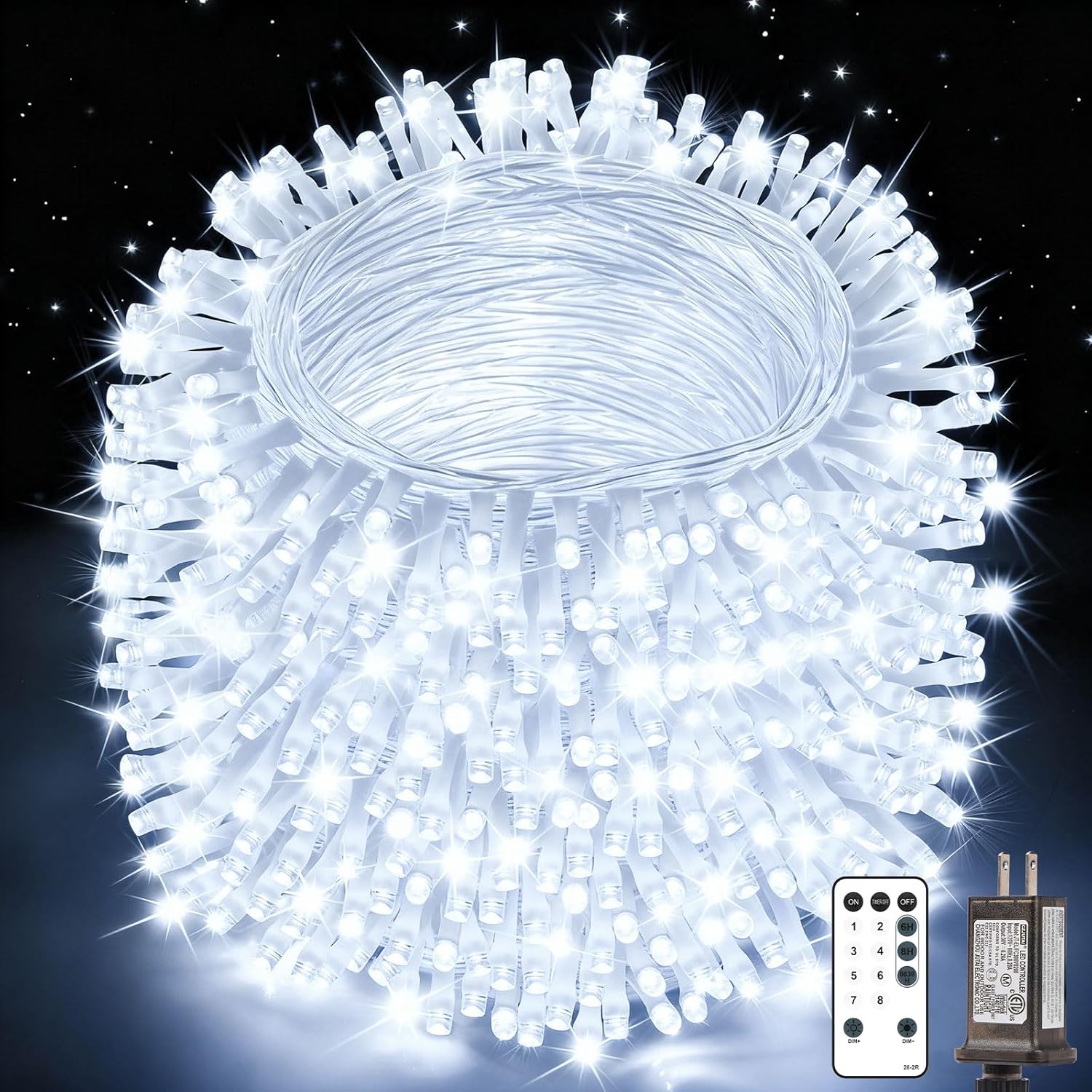 Christmas Lights String Outdoor Indoor, Cold White 403FT 1200 LED Xmas Tree Decorations Lights,Plug in Twinkle Fairy Light with Remote Timer for Room Yard Holiday Party Wedding Camping Decor