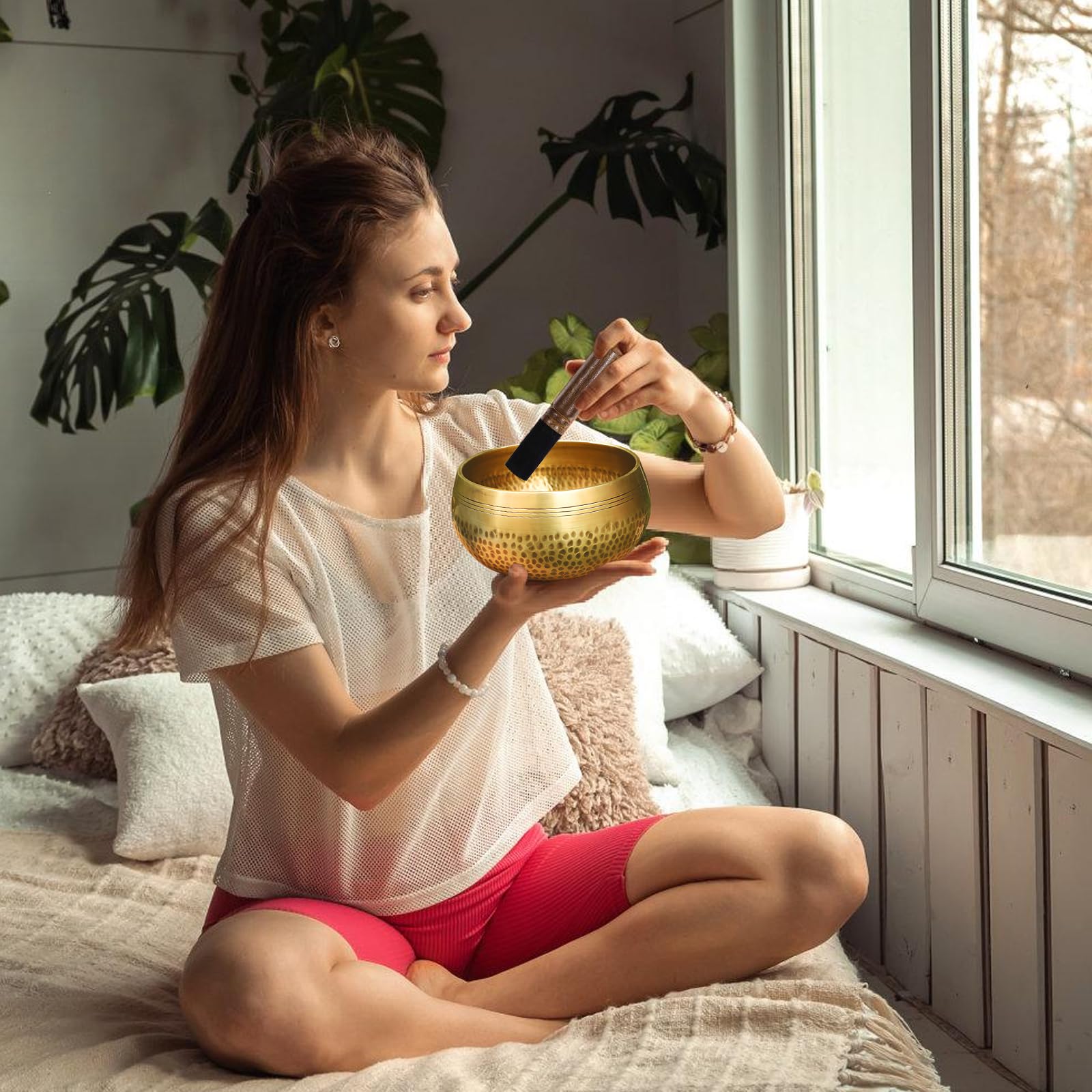 Set Campana Tibetana Piccola - 8 Cm, Con Bacchetta E Cuscino, Per Meditazione E Yoga - Foto 7
