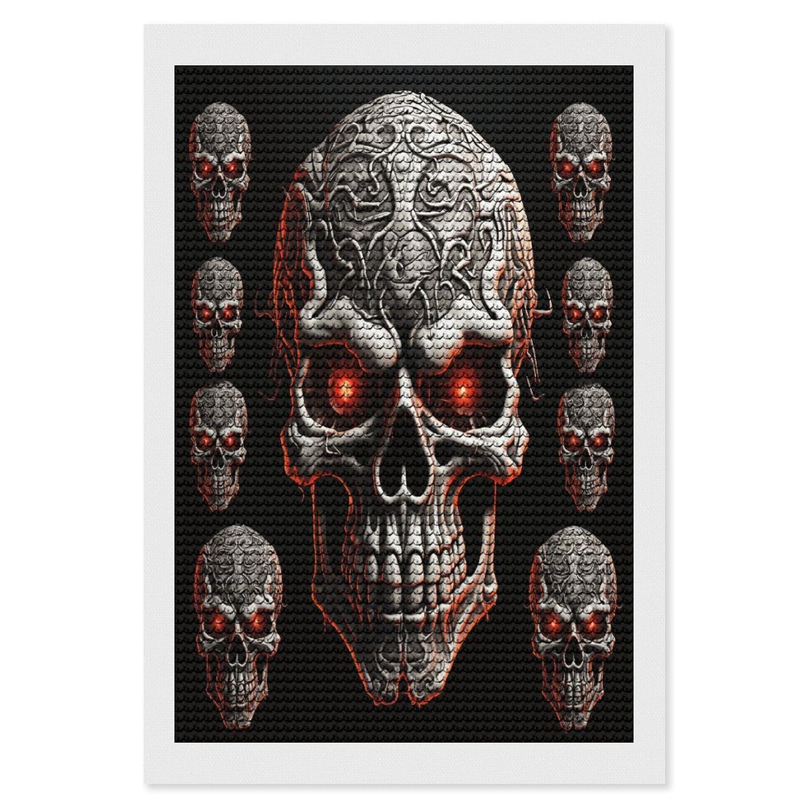 FekiLoot Evil Skull Paint by Numbers Kit for Adults Beginner DIY Diamond Dots Paintings Round Full Drill Diamond Art Kits Picture Diamond Art Painting Kits for Home Decor 8"x12"