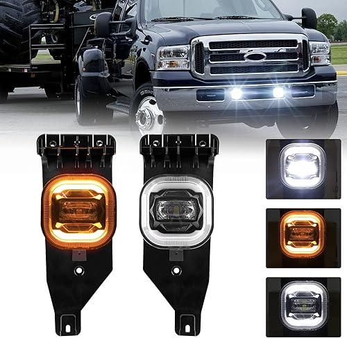 REALOVE Conjunto de luz antiniebla LED para Ford F250 F350 F450 F550 Super Duty 2005 2006 2007 parachoques conducción niebla lámpara kit con DRL y
