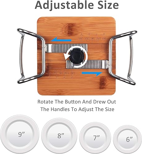 Miniatura 6 de Soporte para platos, pequeño y grande, paquete de 2 unidades para platos de 6 a 13 pulgadas, base redonda de madera marrón café con acero inoxidable