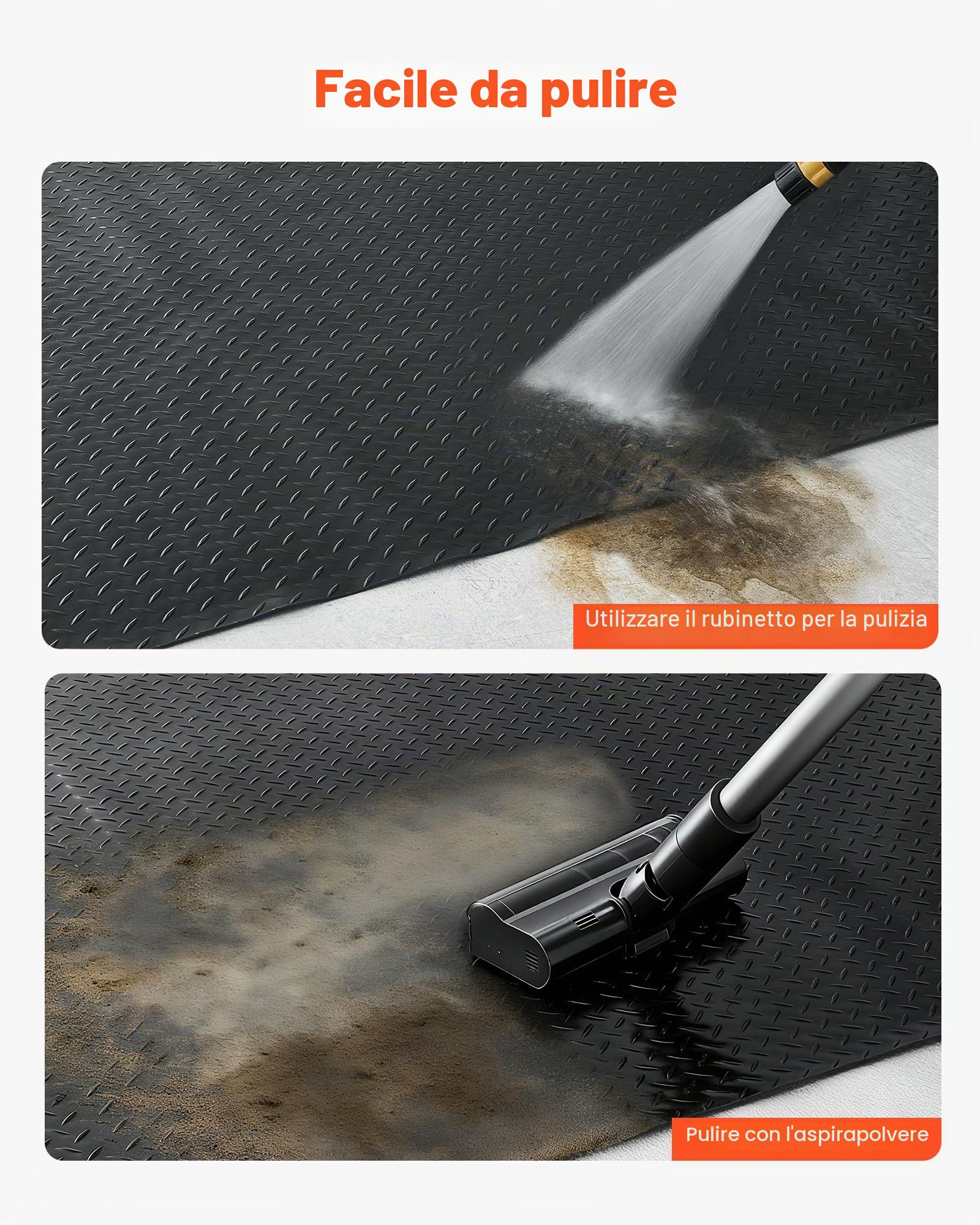 VEVOR Tappeto Rivestimento da Pavimento in PVC 1,2 x 2,13 m, Tappetino Protettivo per Pavimento Diamantato Spesso 2,2 mm con Nastro Biadesivo Antiscivolo, Facile da Pulire per Magazzini, Nero