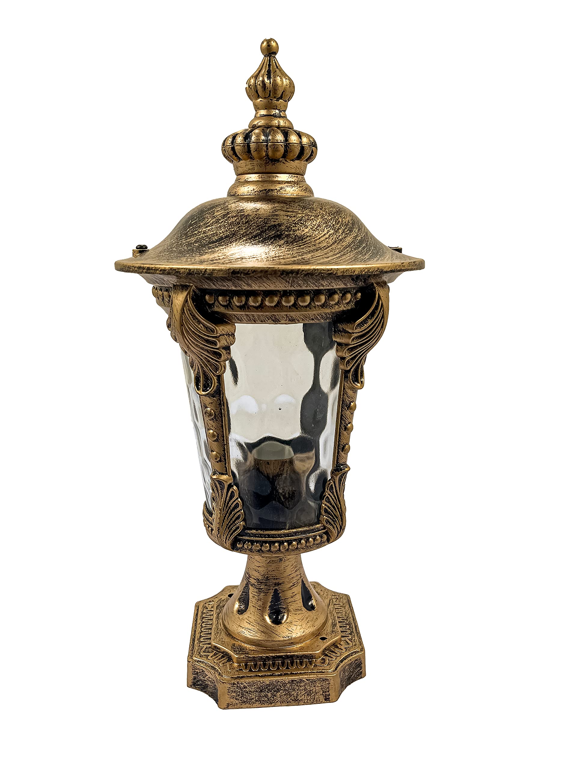 Outdoor Waterproof Column Lamp, Single Head Hanging Golden Glass Lantern Vintage Table Lamp, Landscape Garden Aluminum Metal Wall Patio Stigma E27 Column Light Garden Villa