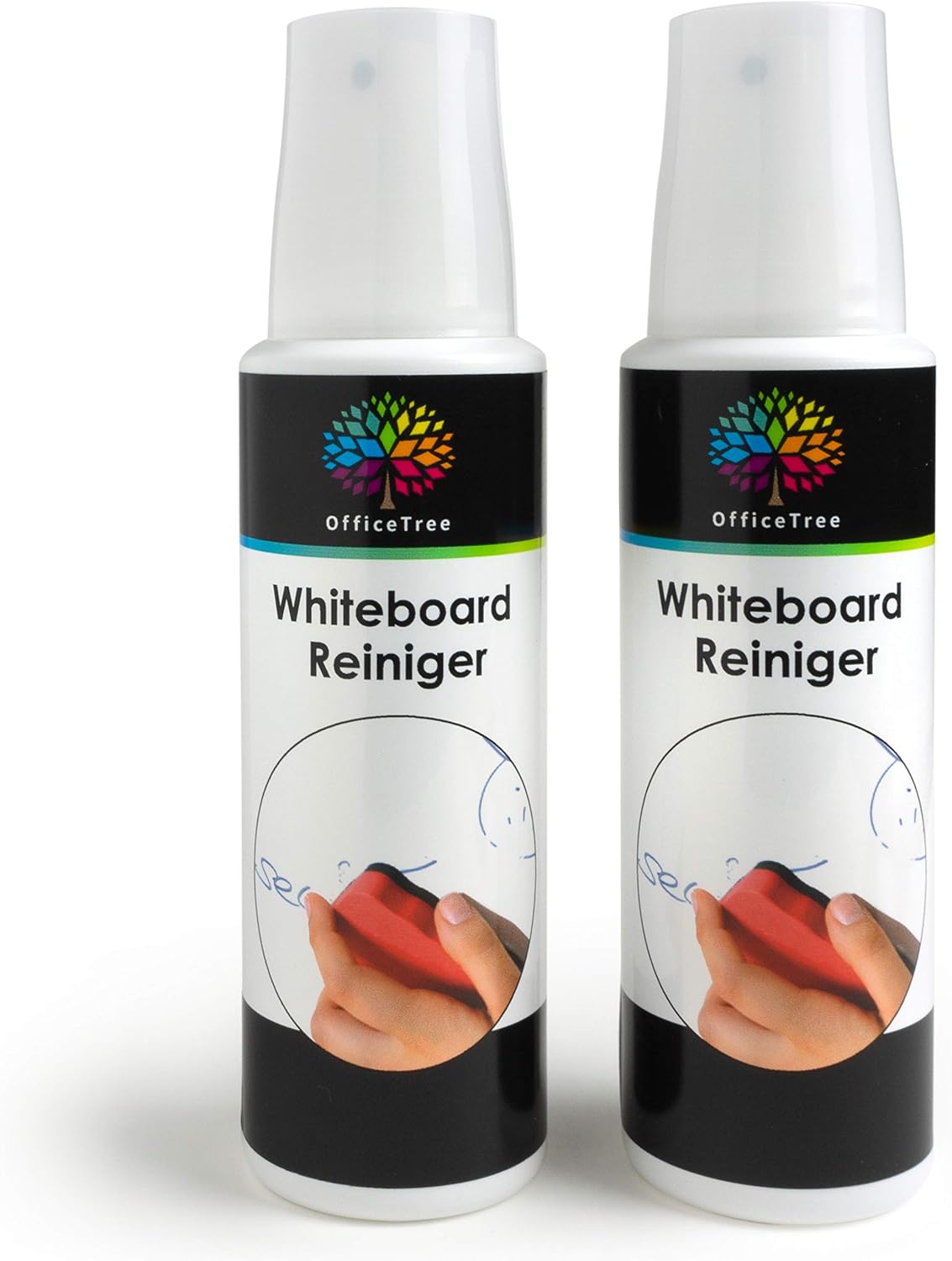 OfficeTree Limpiador Pizarra Blanca 2 x 250 ml - Spray Limpieza Pizarra Blanca Tablero Magnético Flipchart Whiteboard en Botella de Bombeo