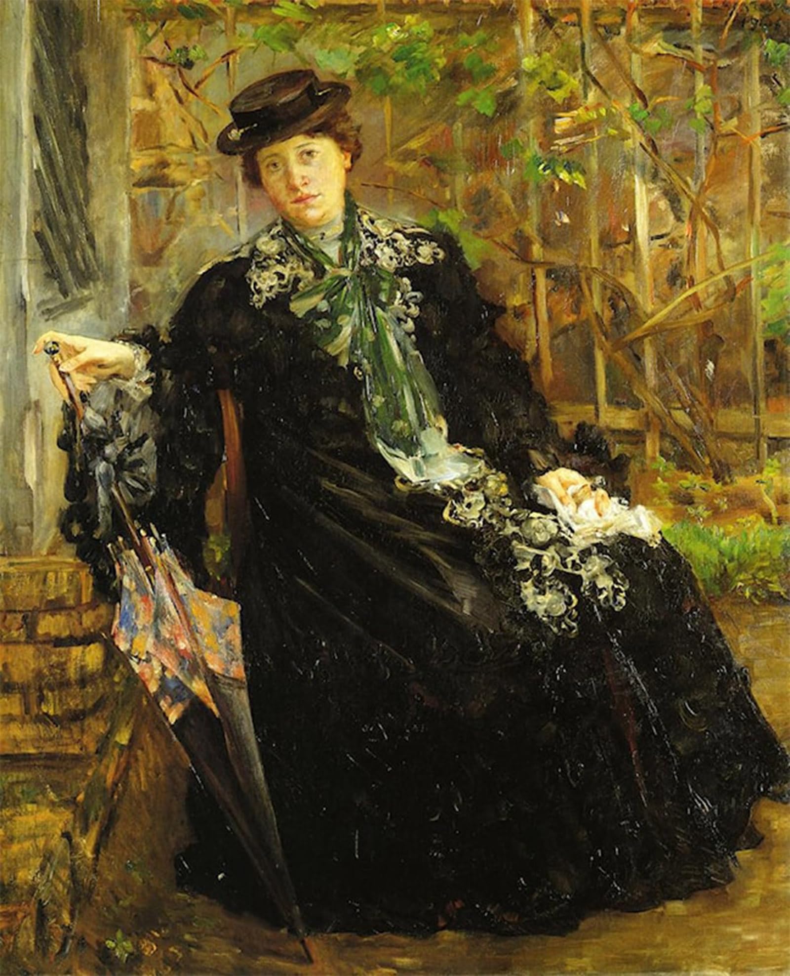 ARTXLXXBN Famous Prints Artwork Pictures Poster Painting Art in a Black Coat by Lovis Corinth Artwork Landscape Pictures for Home Decor 60x90cm