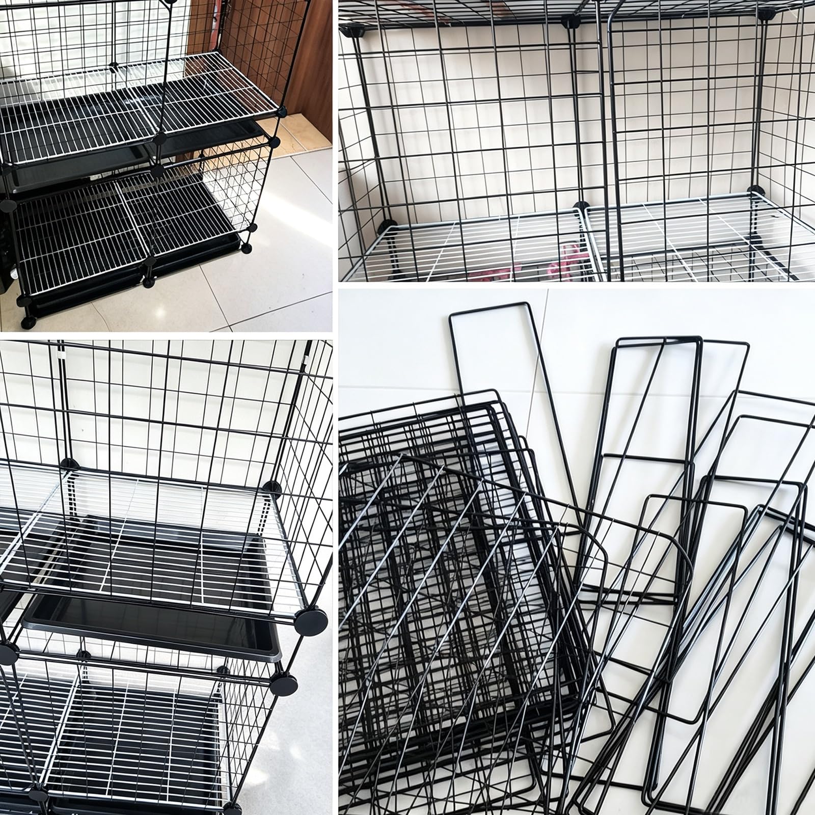 Jaula para Conejos Interior 4 Niveles, Recinto Metálico para Pequeños Animales