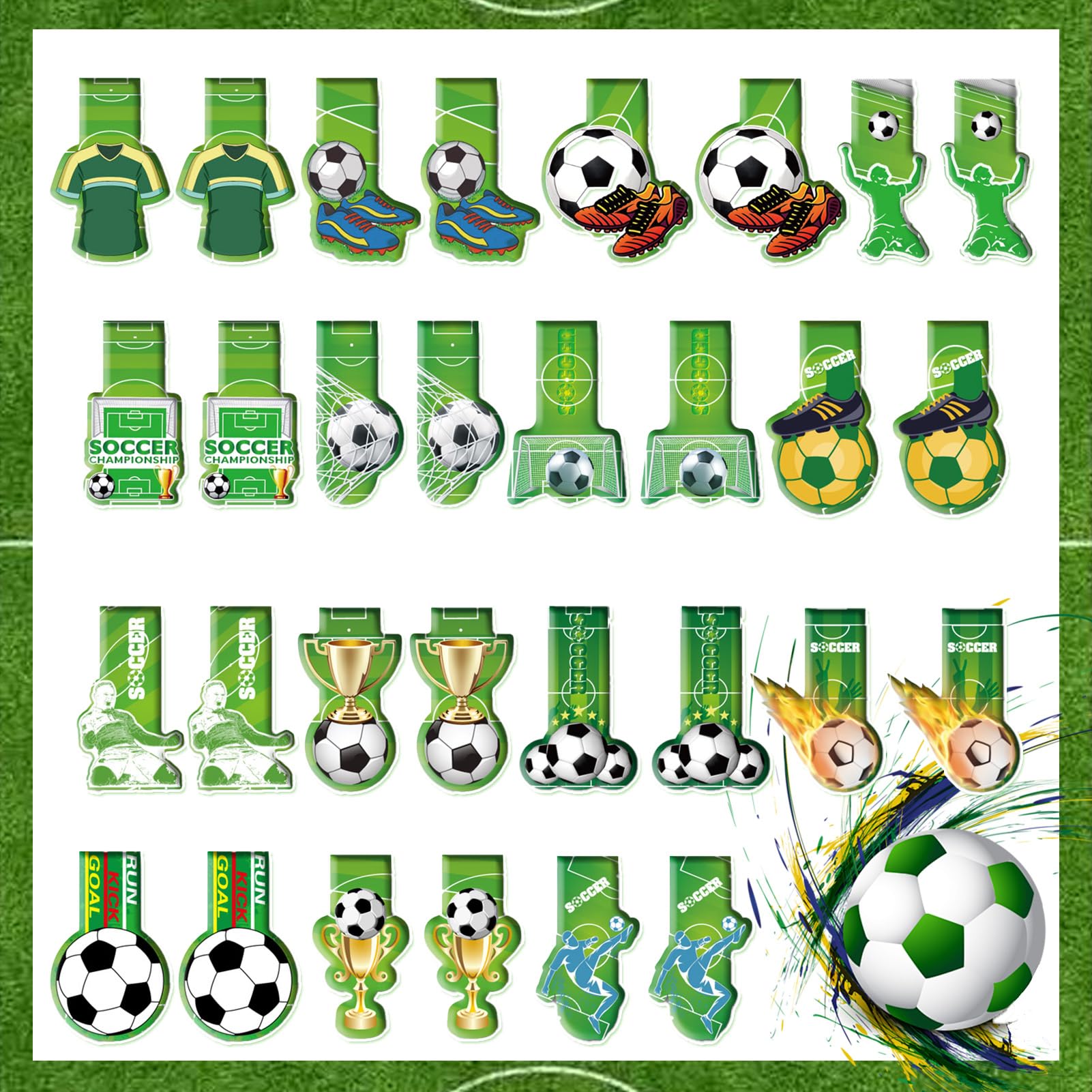 Shinybox 30 Piezas Marcapáginas Magnéticos Fútbol, Marcadores de Libros, Marcapáginas Clip de Página, Elementos de Fútbol, Marcapáginas Magnéticos para Amantes del Estudiantes, Fanáticos del Fútbol