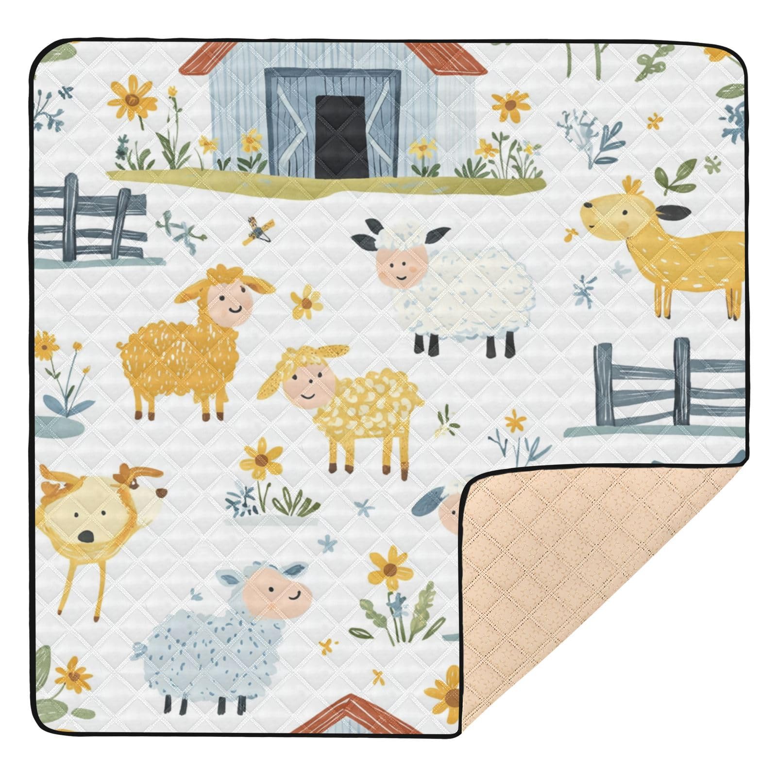 Kigai Farm Animals Baby Play Mat for Floor and Playpen 50x50 inch Non-Slip Baby Activity Playmat Waterproof Foldable Crawling Mat for Infants Toddlers