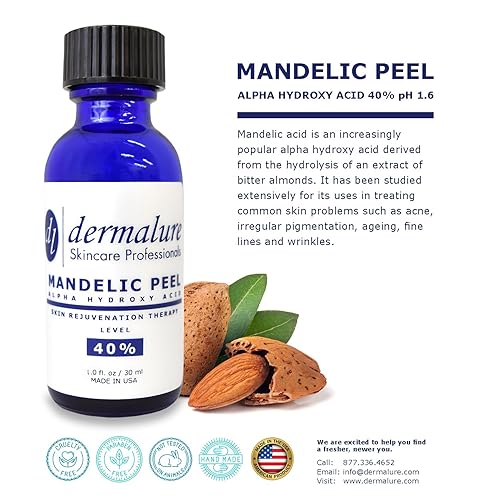 Miniatura 2 de Ácido mandélico 40% AHA Alpha Hydroxi Peel fuerza médica utilizada para rosácea, acné quístico, puntos negros, poros, puntos blancos,