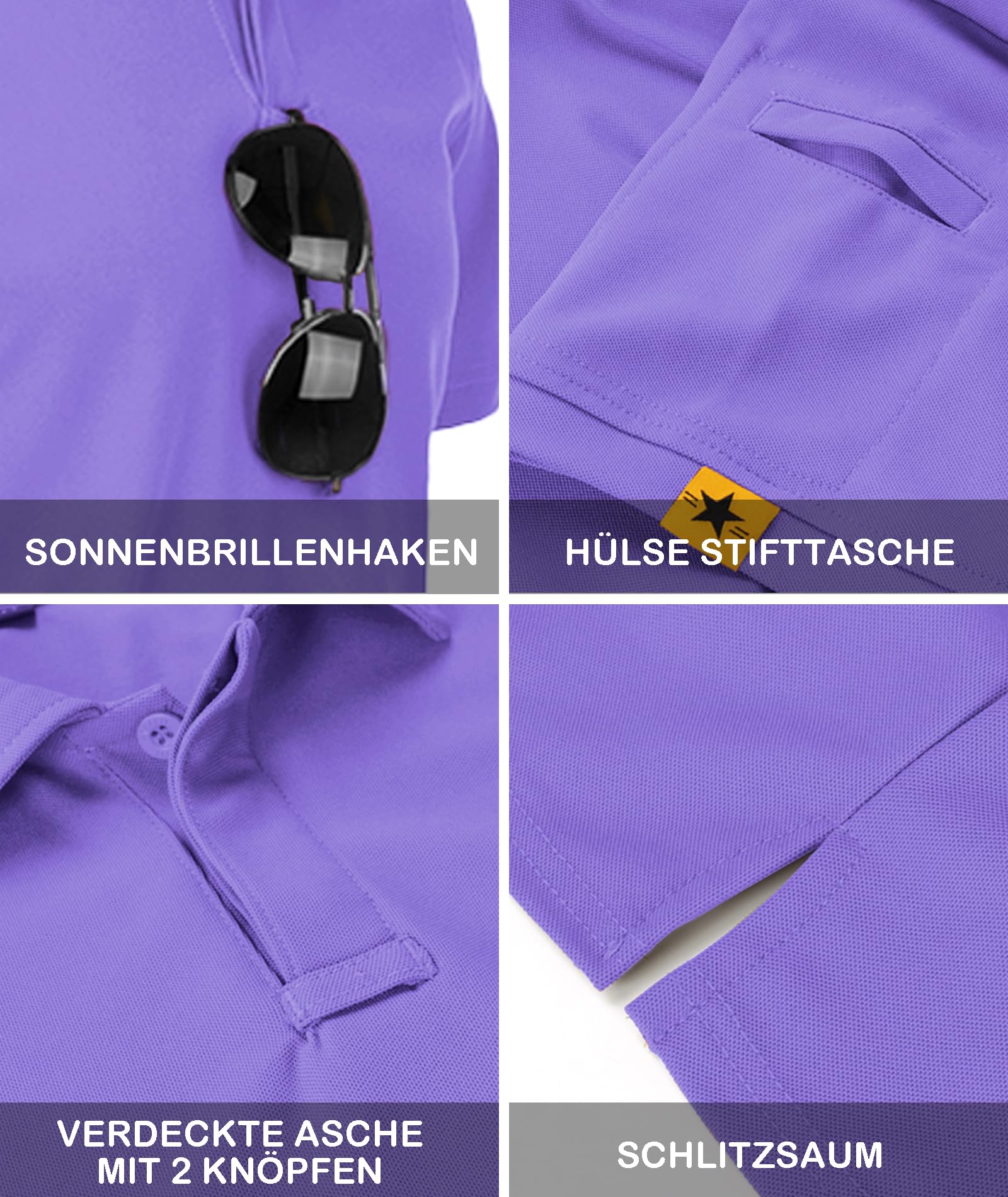 JACKETOWN Polo Shirt Uomo Manica Corta Asciugatura Rapida Traspirante Tennis Polo Shirt Camicie Polo Estate per Uomo Button Front T-Shirts Sport Shirt Basic Regular Fit Golf Polo Shirt