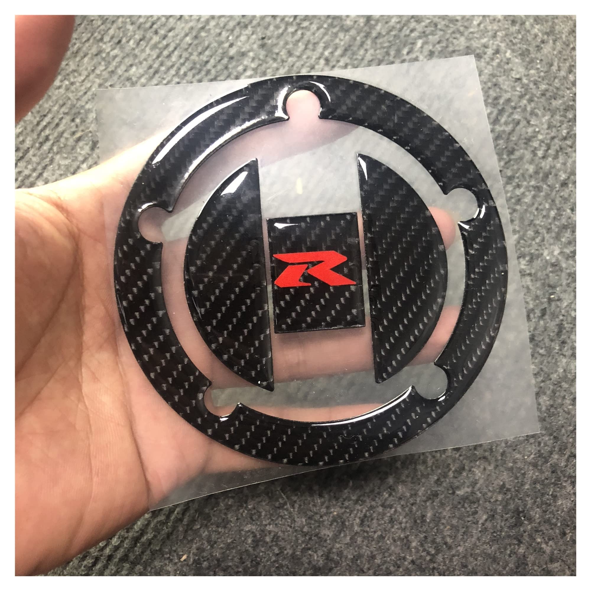 for S&uzuki for GSXR for GSX-R 600 750 1000 GSX1300R SV1000 SV650 Motorcycle Decal Carbon Fiber Fuel Tank Cover Cap Sticker(1 Red)