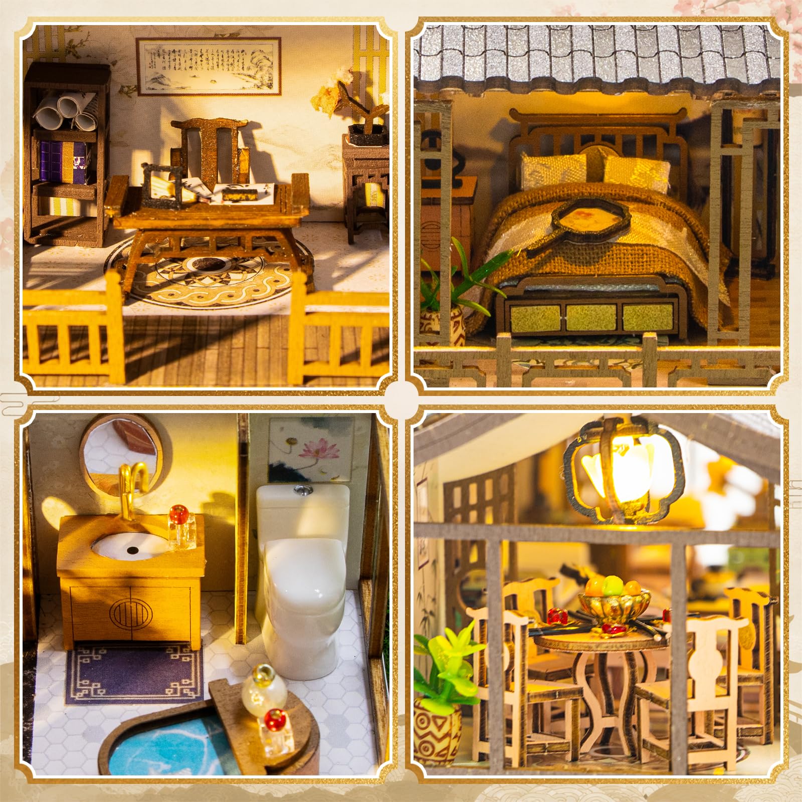 Miniaturowy dom typu "zrób to sam", mini drewniane puzzle 3D, domek dla lalek, zestaw z diodami LED, wróżka, mały dom, regał na książki, zestaw do majsterkowania, kreatywny prezent urodzinowy