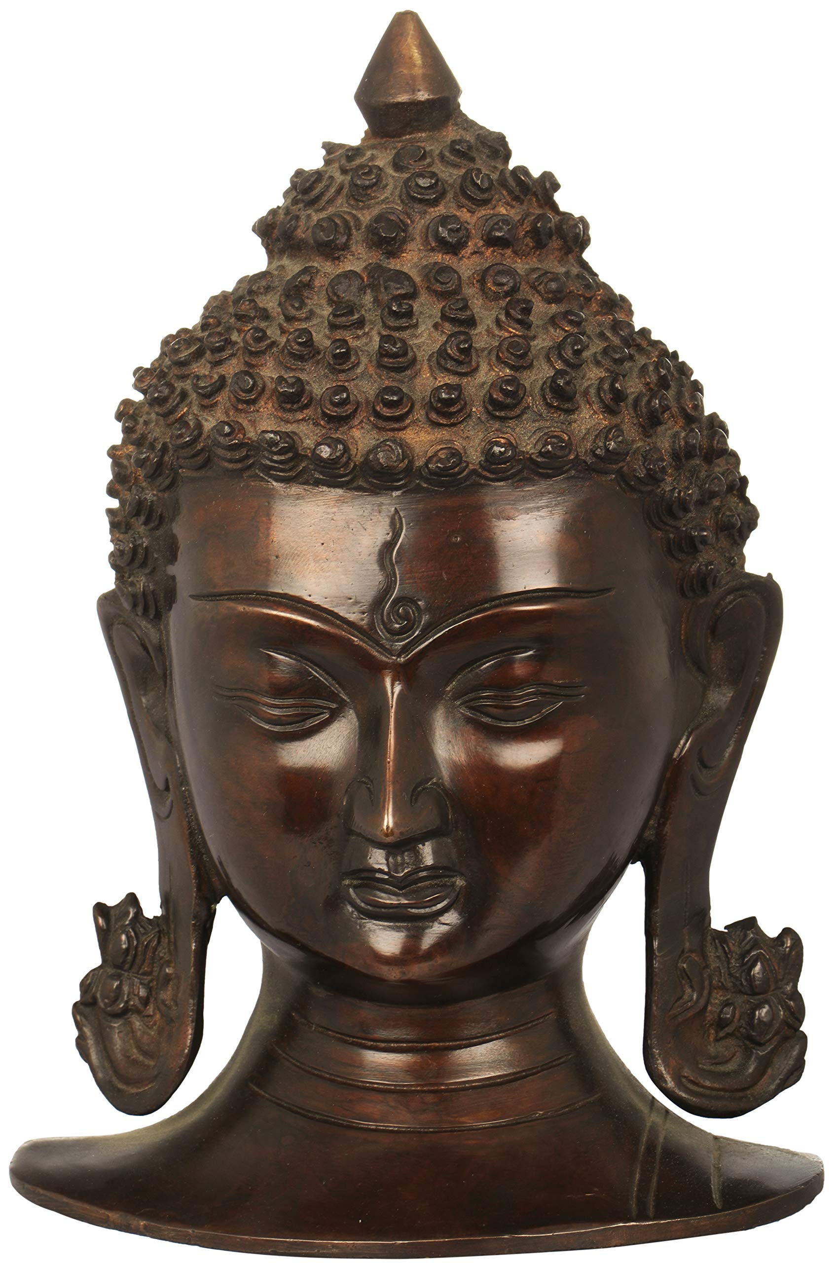 Statue de Bouddha de collection en laiton massif patiné cacao indien