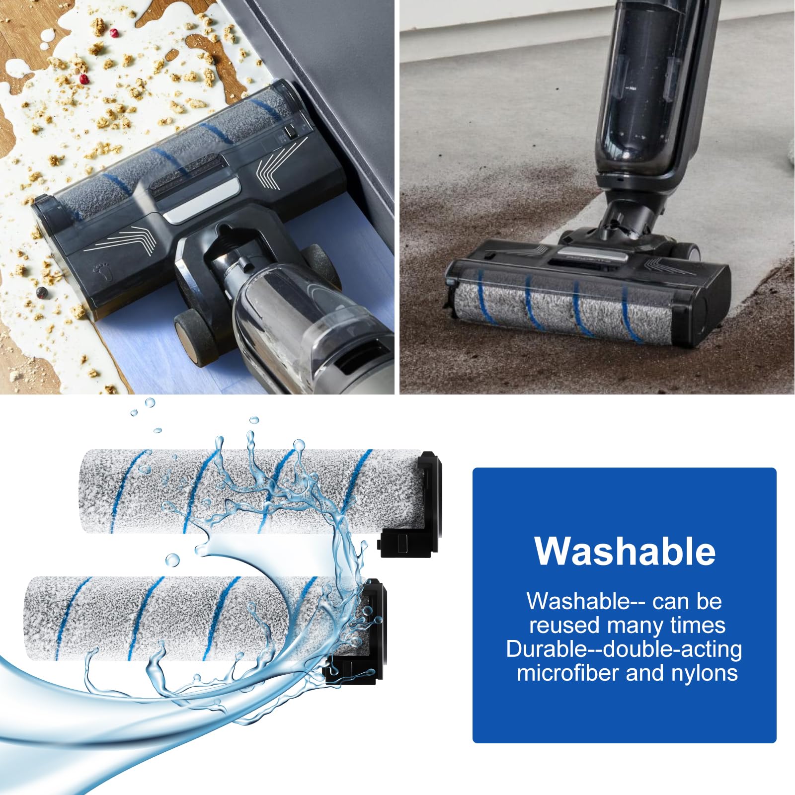 Ersatzbürstenrolle und HEPA-Filter Zubehör für Rowenta X-Clean 4 / X-Clean 2 Nass Trockensauger（7 Zubehörteile）