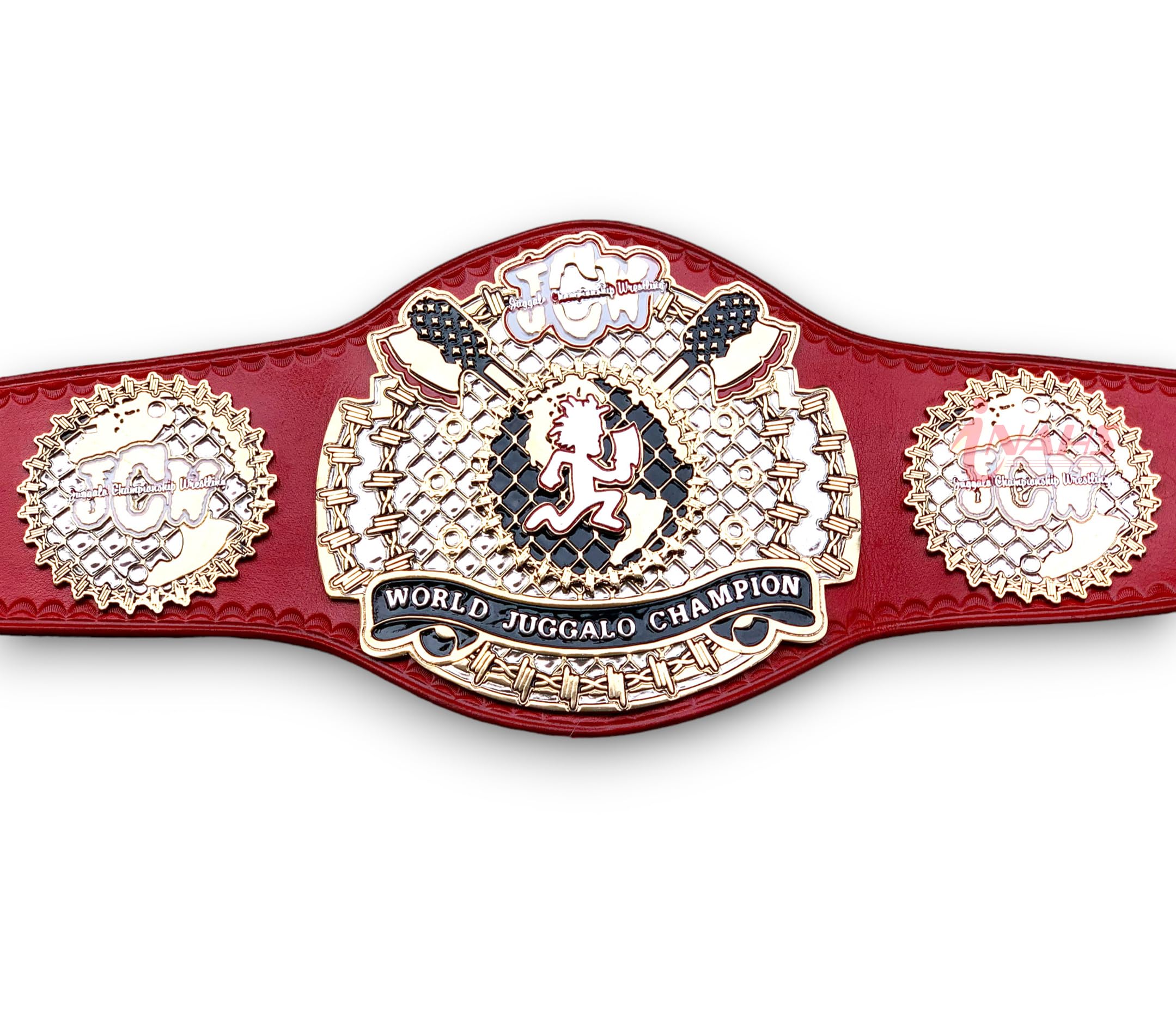 INAHS New JCW World Juggalo Heavyweight Wrestling Championship Replica Belt Adult Size title belt, Black Leather Strap