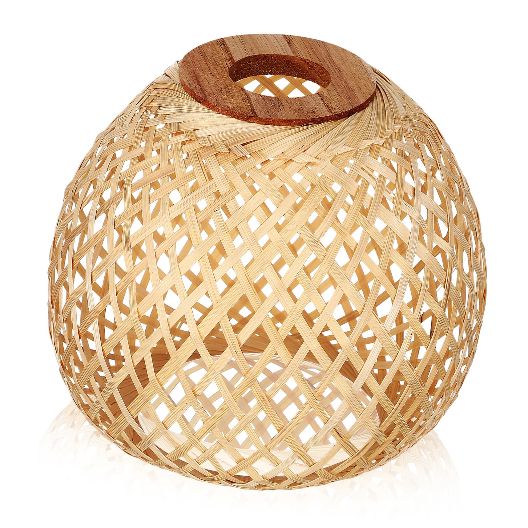Gatuida Pantalla De Lámpara Tejida De Bambú Natural Tamaño Mediano Sombra Para Lámpara De Techo Iluminación Sin Deslumbramiento Colgantes Decoración Para Sala y Comedor