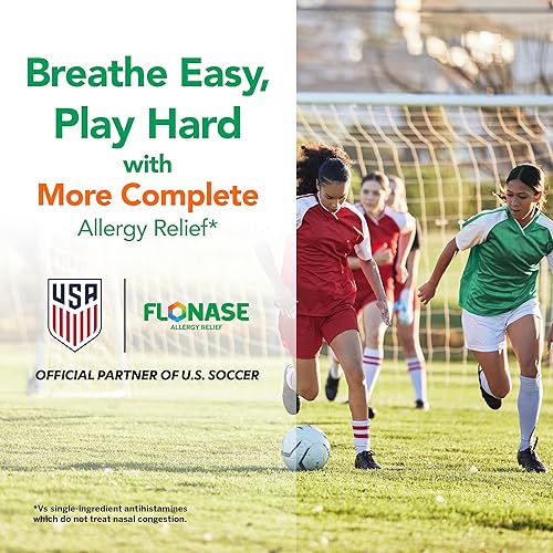 Miniatura 10 de Flonase Spray nasal para alivio de alergias, alivio multisíntoma sin somnolencia las 24 horas, 72 aerosoles más paquete de pañuelos