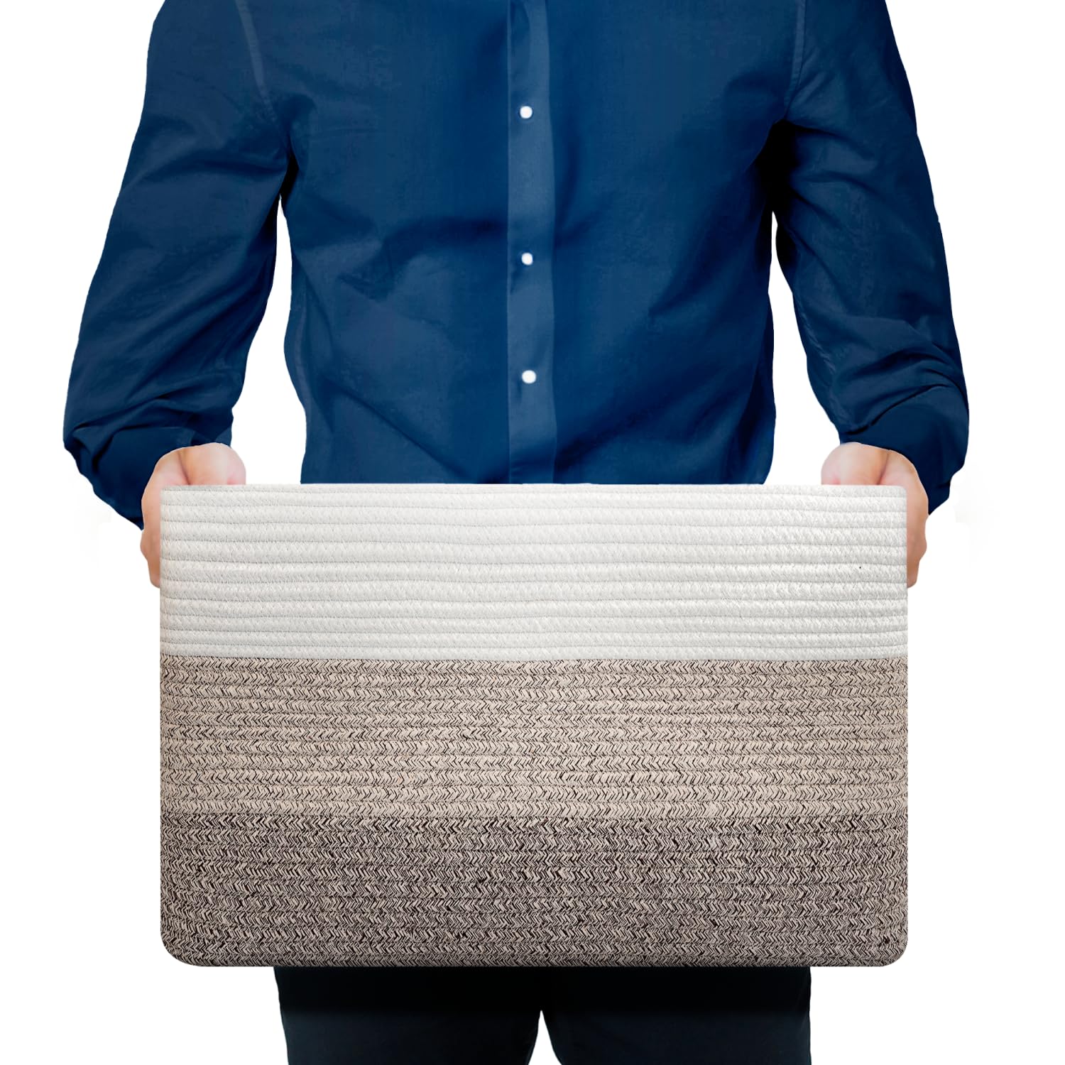 Blumido Aufbewahrungskorb Groß Rechteckiger Baumwollkorb mit Griff