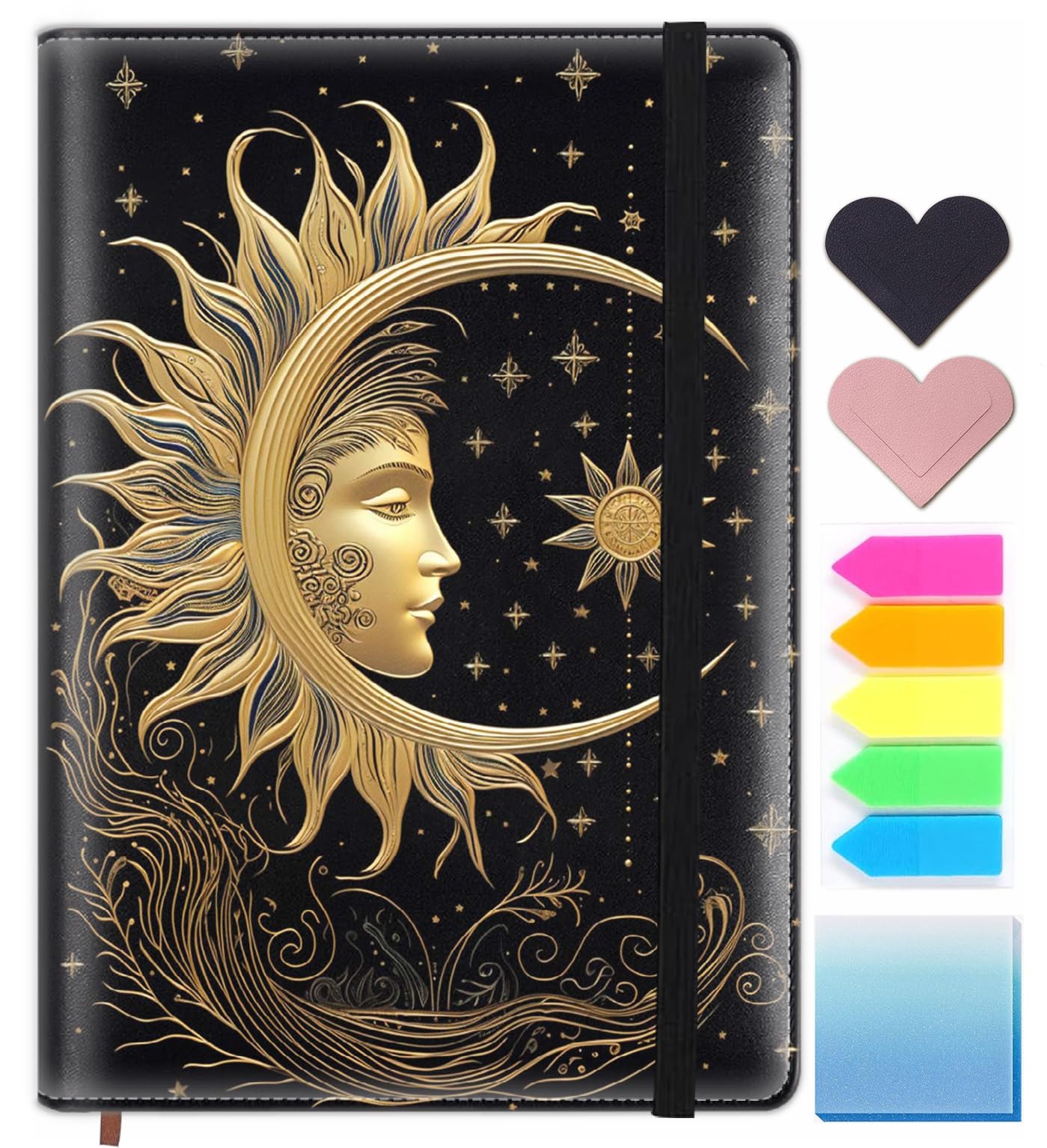 Lined Journal Notebook, 200 Pages A5 Leather Hardcover Notebooks with Bookmarks/Indexes, Classic with Pen Loop Notebook Journals for Women Men Office