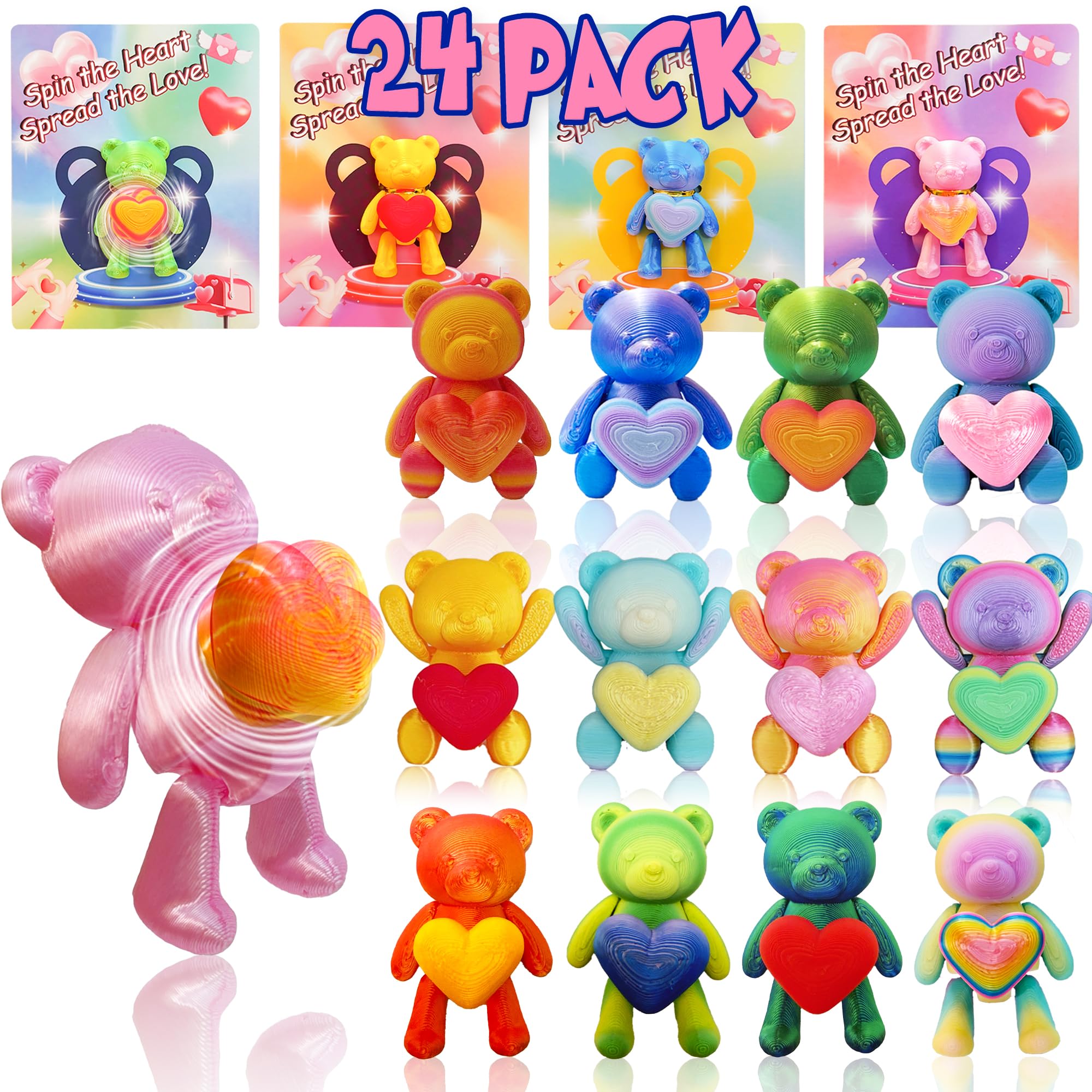 Amazon.com: 24Pcs 3D Printed Holiday Teddy Bears with Spinning