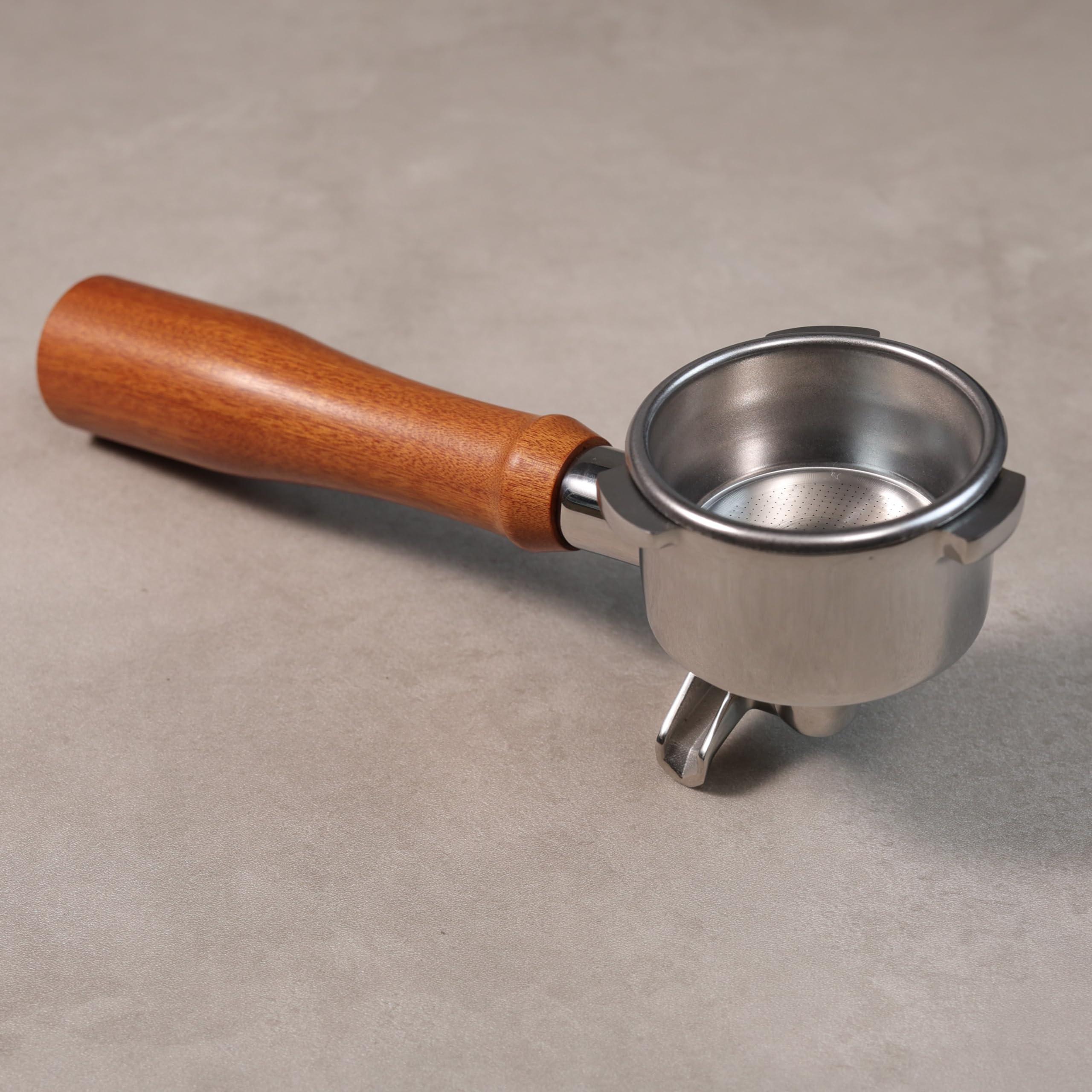 CAPFEI Siebträger 54mm Doppel Auslauf für Sage/Breville Barista BES 870/878/880 Filterkorb mit Walnuss Holz und Edelstahl-Siebträger-Filterhalter