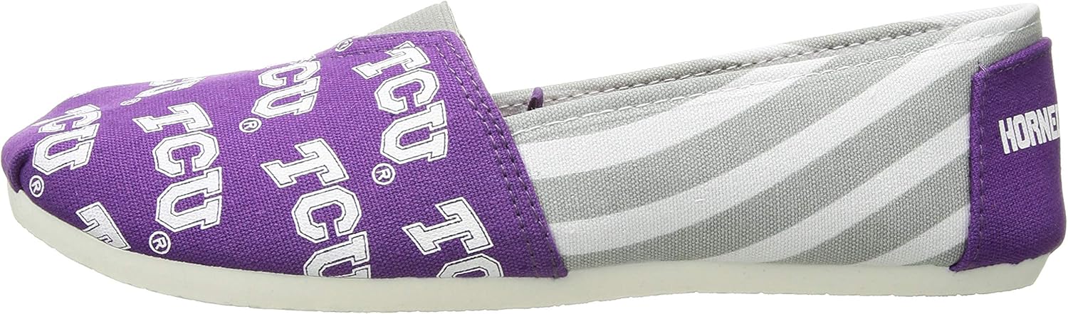 FOCO Texas Christian Horned Frogs NCAA Womens Stripe Canvas Shoes - M