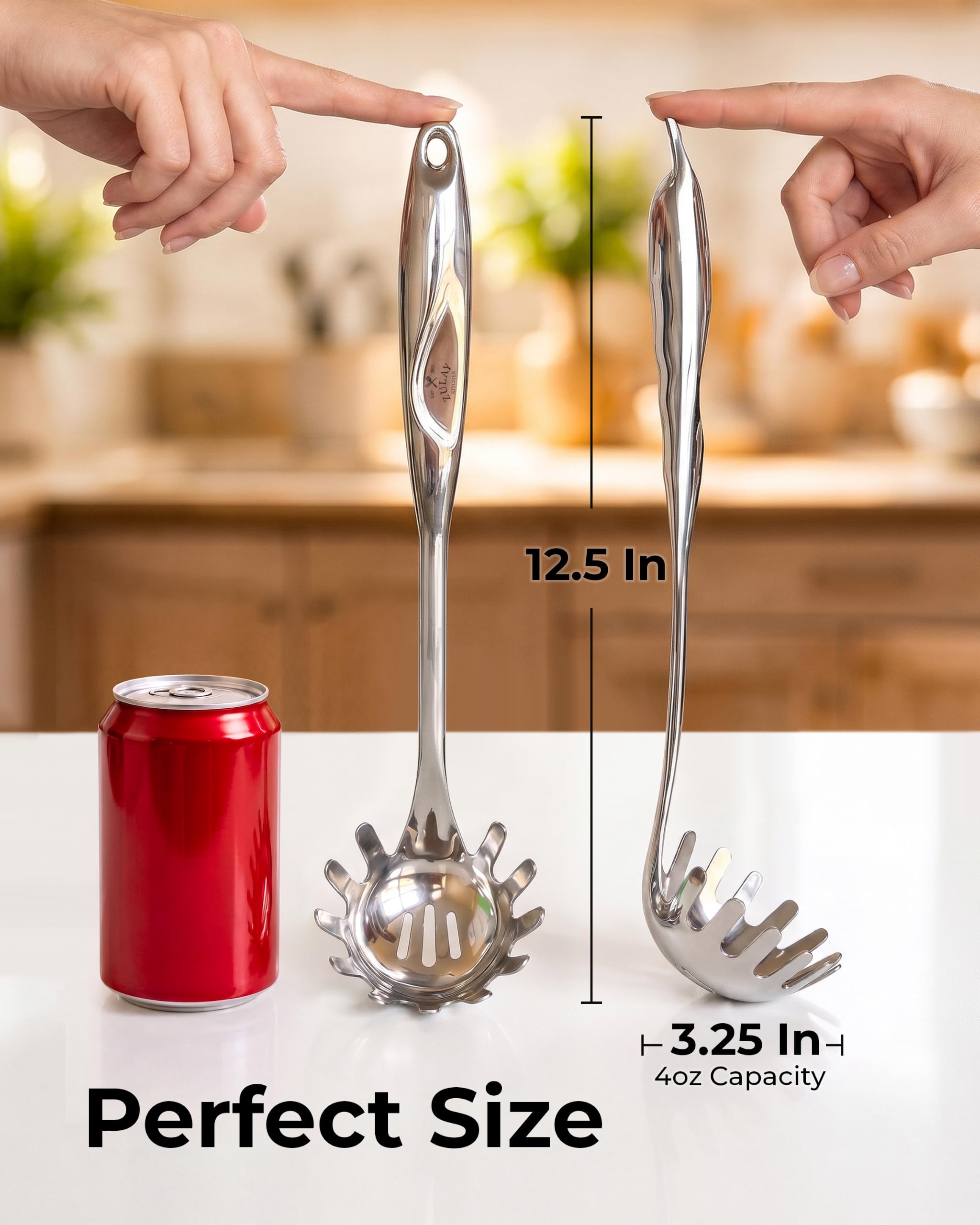 Zulay Kitchen Pasta Spoon - Stainless Steel -2