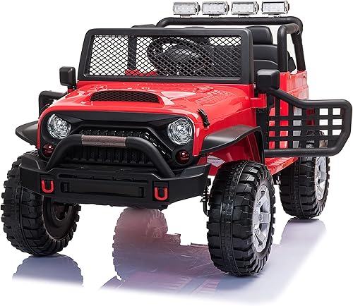 TOBBI Camión de paseo de 12 V vehículos eléctricos para niños con control remoto música reproductor de MP3 Bluetooth negro Negro, Rojo, Rojo rosa